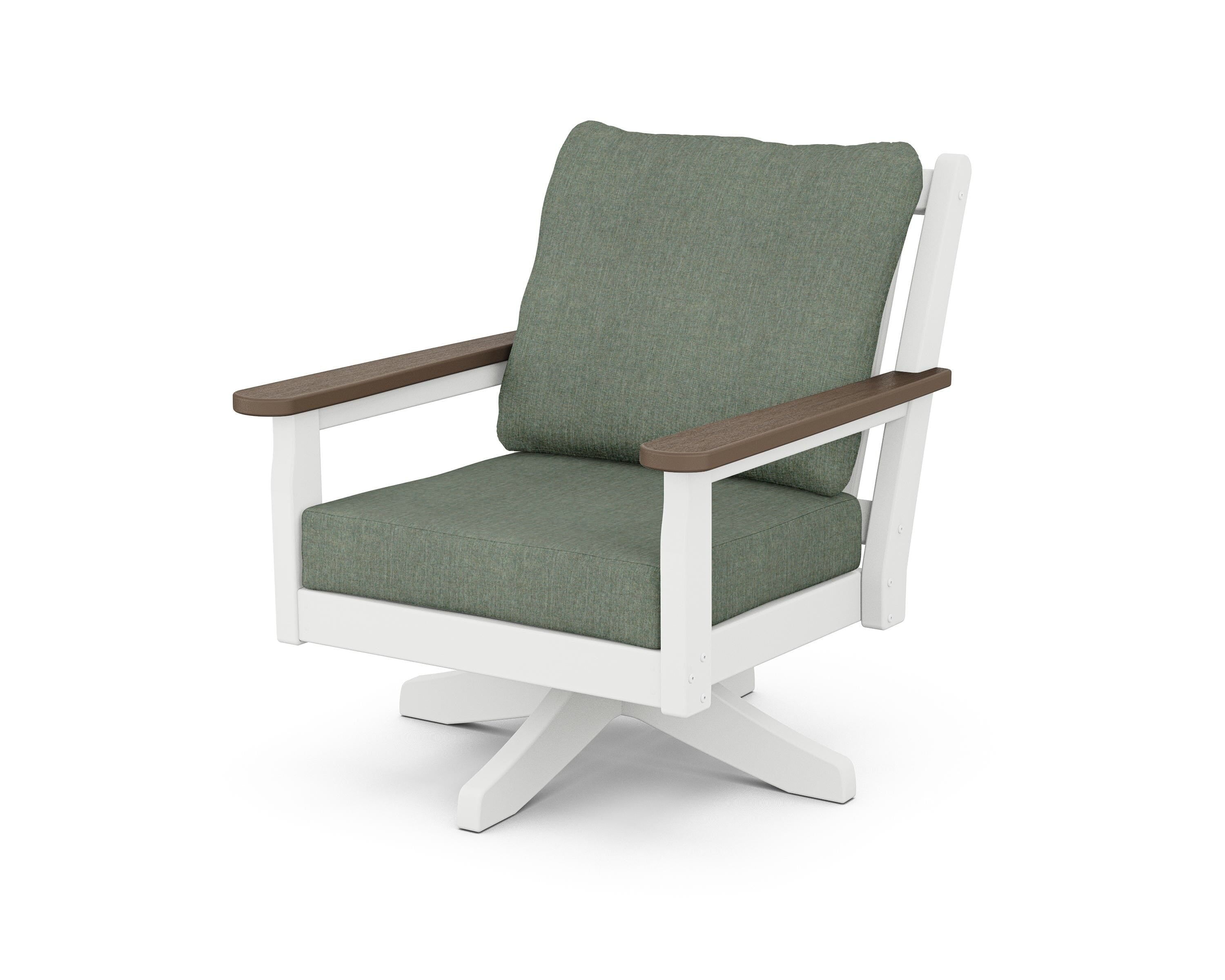 POLYWOOD® Chippendale Deep Seating Swivel Chair in White / Kona / Cast Sage
