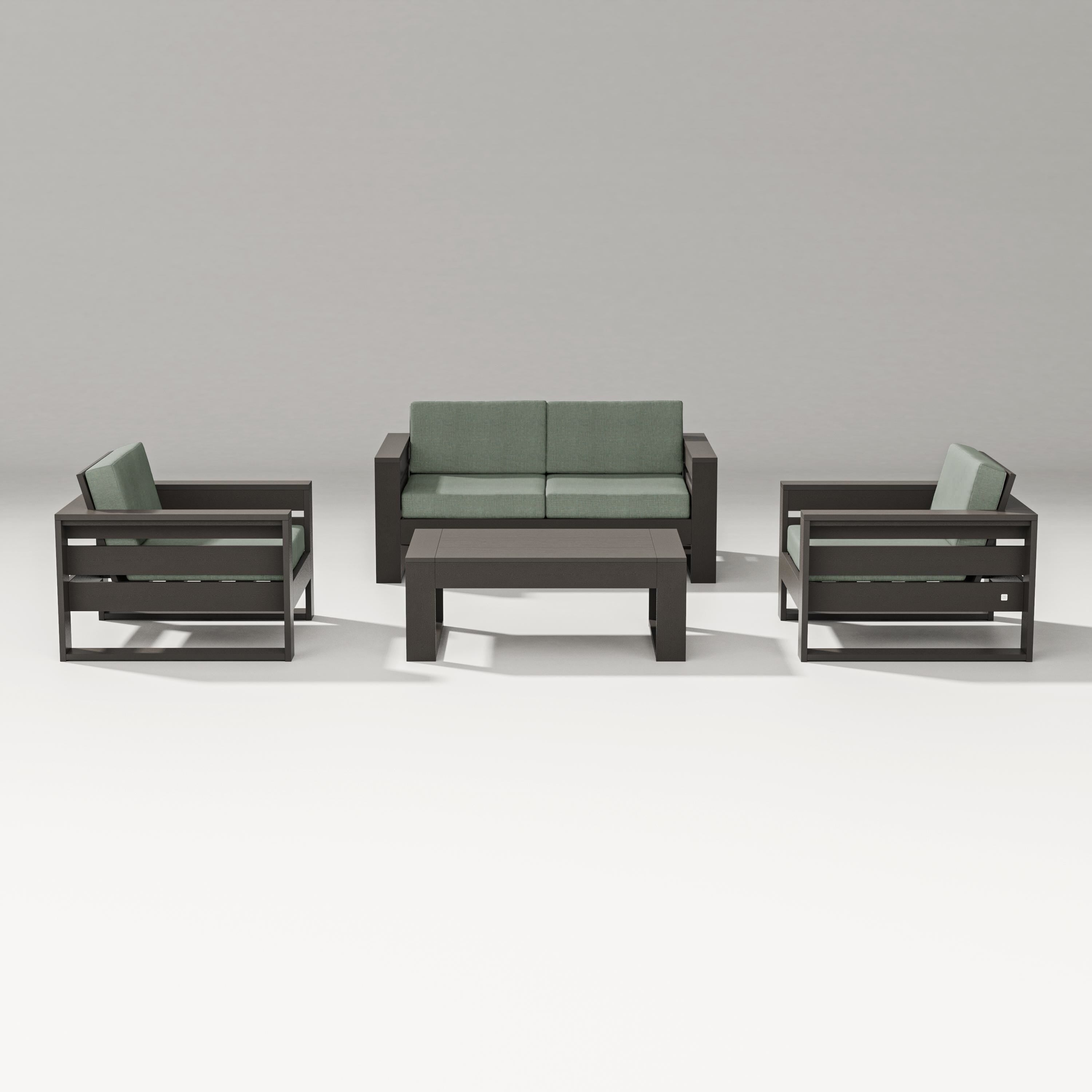 PW Designer Series Latitude 4-Piece Lounge Loveseat Set in Vintage Coffee / Cast Sage