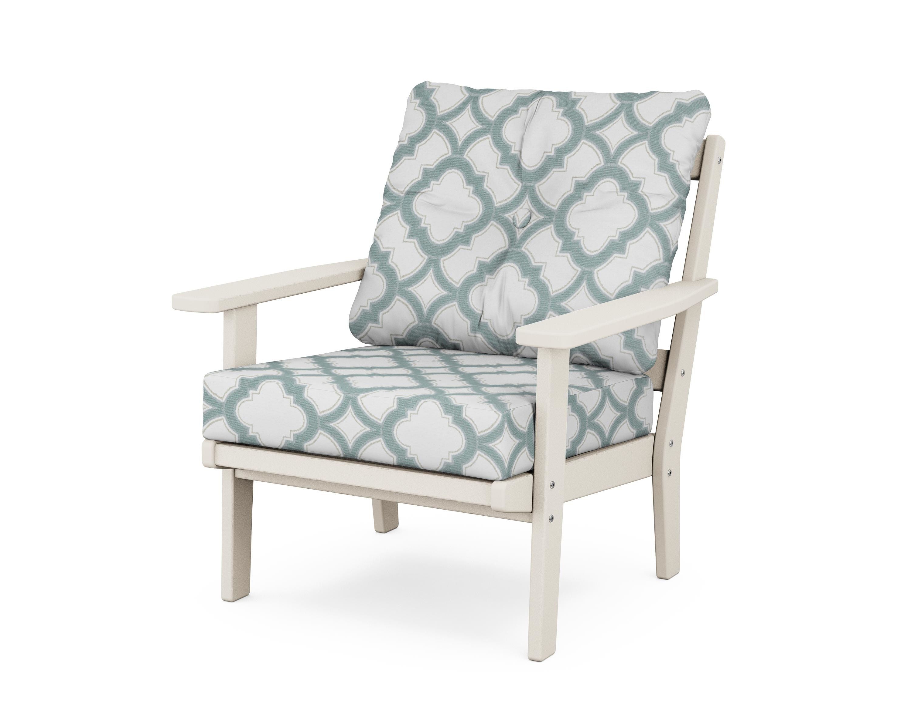 POLYWOOD® Oxford Deep Seating Chair in Sand / Trellis Glacier Spa