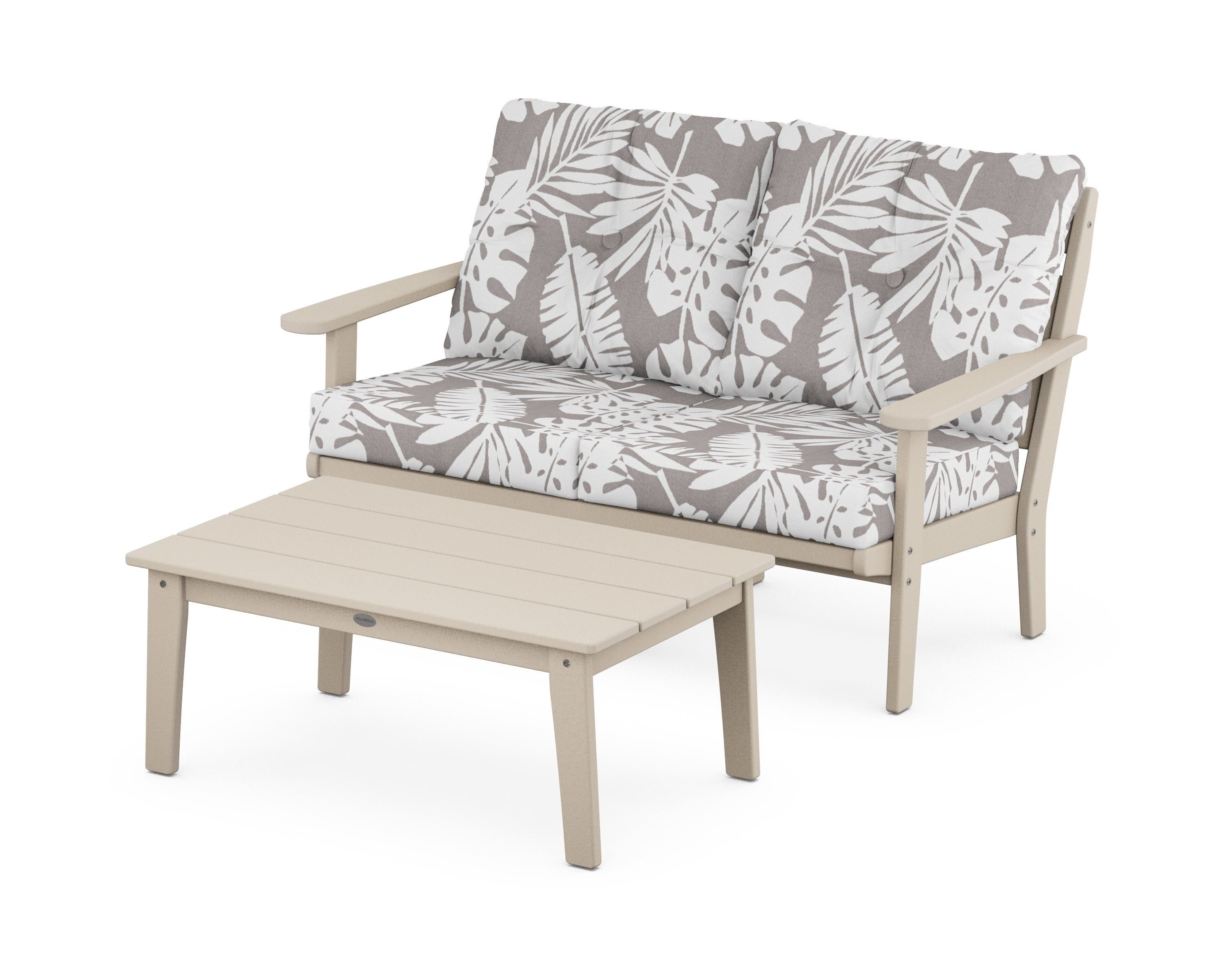 POLYWOOD® Lakeside 2-Piece Lounge Loveseat Set in Sand / Leaf Grey Mist