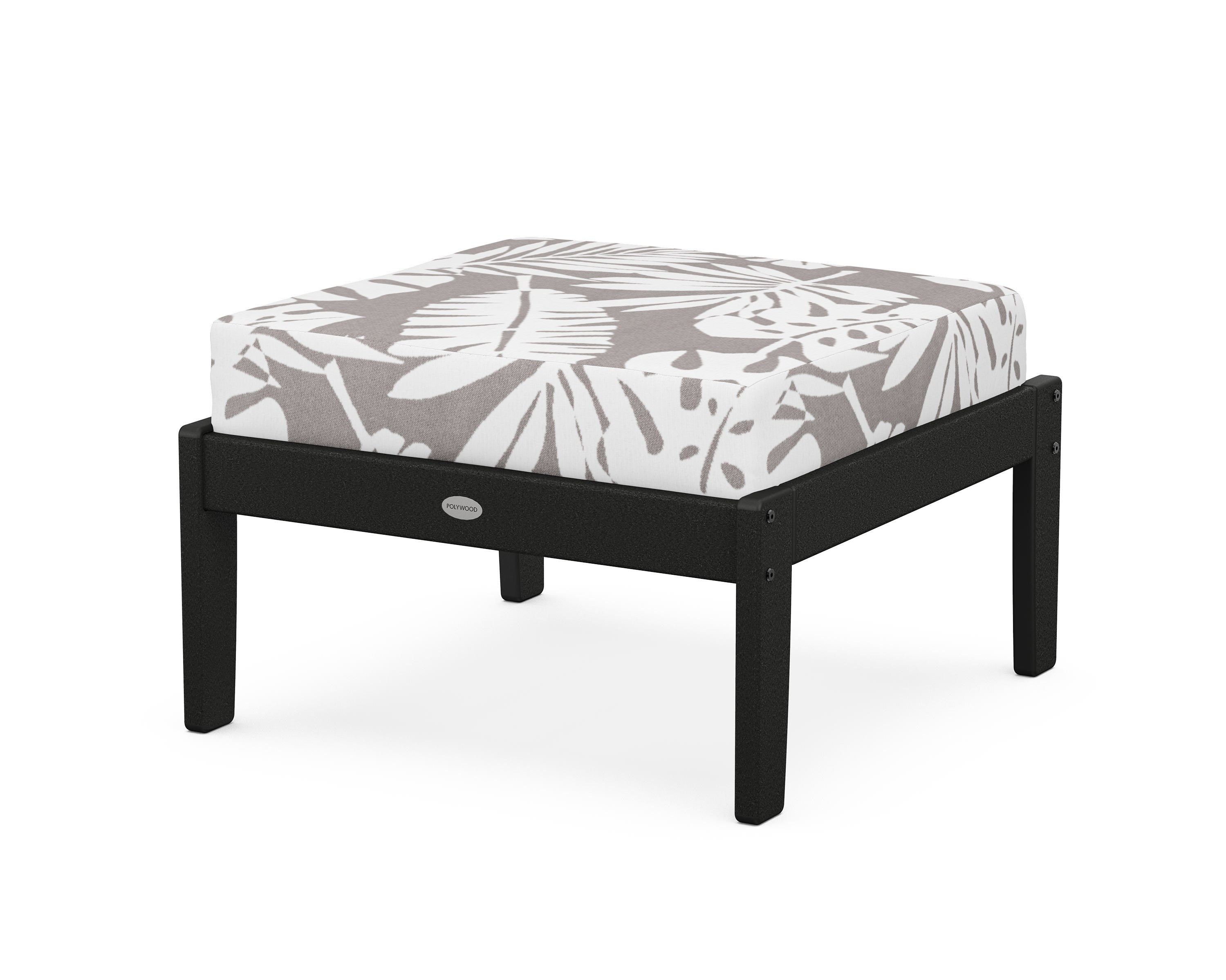 POLYWOOD® Braxton Deep Seating Ottoman in Black / Leaf Grey Mist