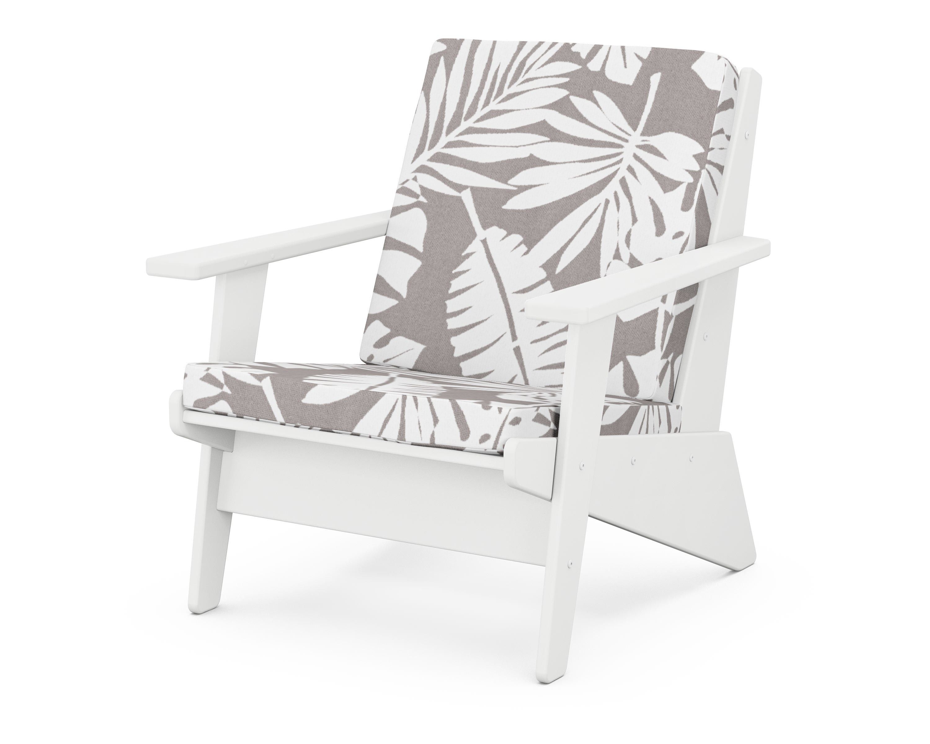 POLYWOOD® Riviera Modern Lounge Chair in White / Leaf Grey Mist