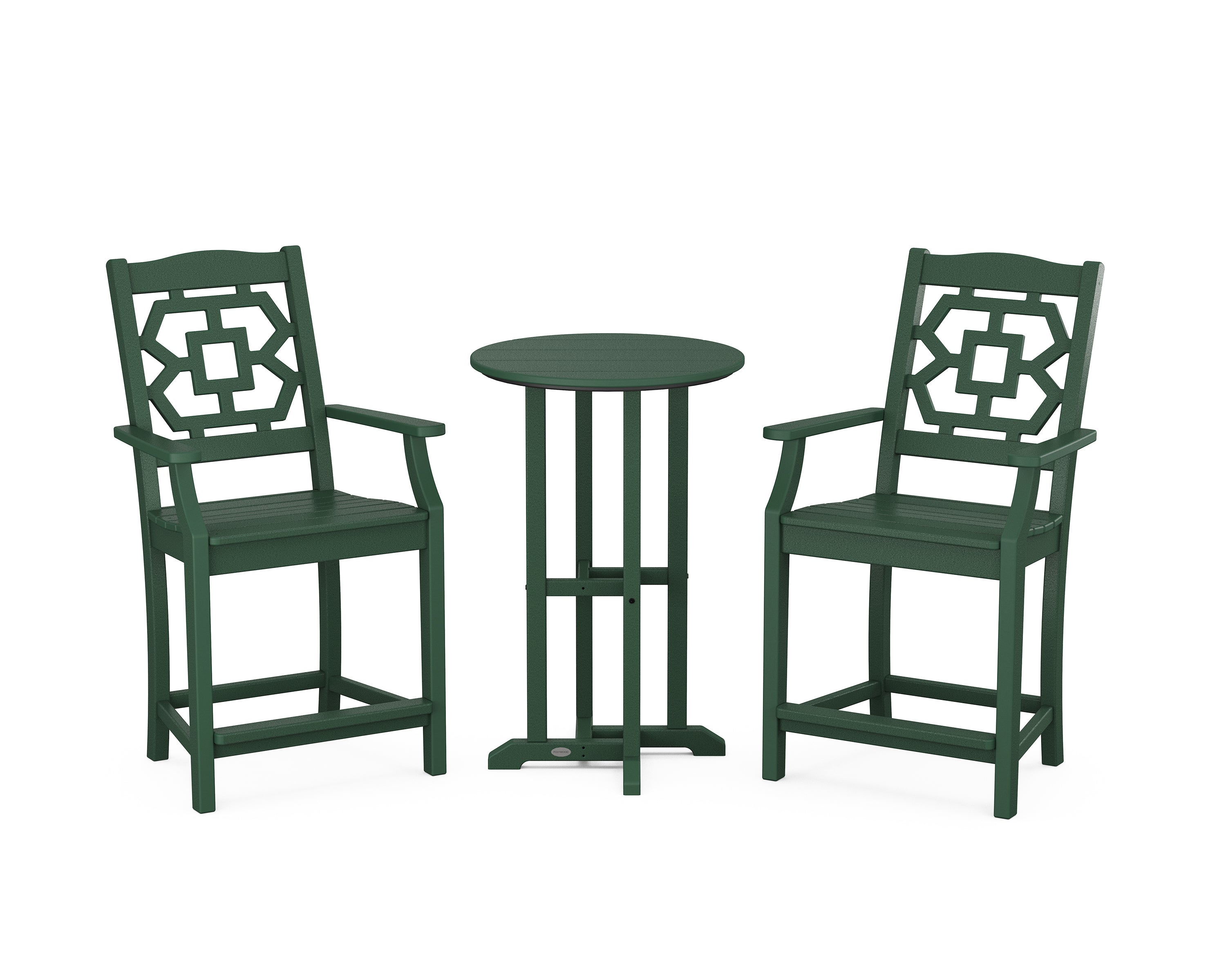 Martha Stewart by POLYWOOD® Chinoiserie 3-Piece Farmhouse Bistro Counter Set in Green