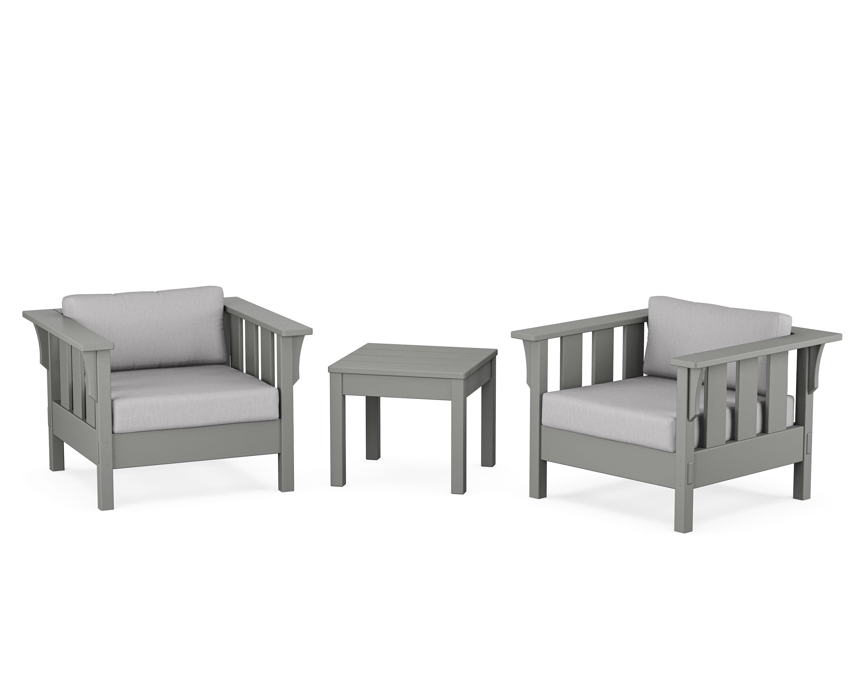 Martha Stewart by POLYWOOD® Acadia 3-Piece Deep Seating Set in Slate Grey / Granite