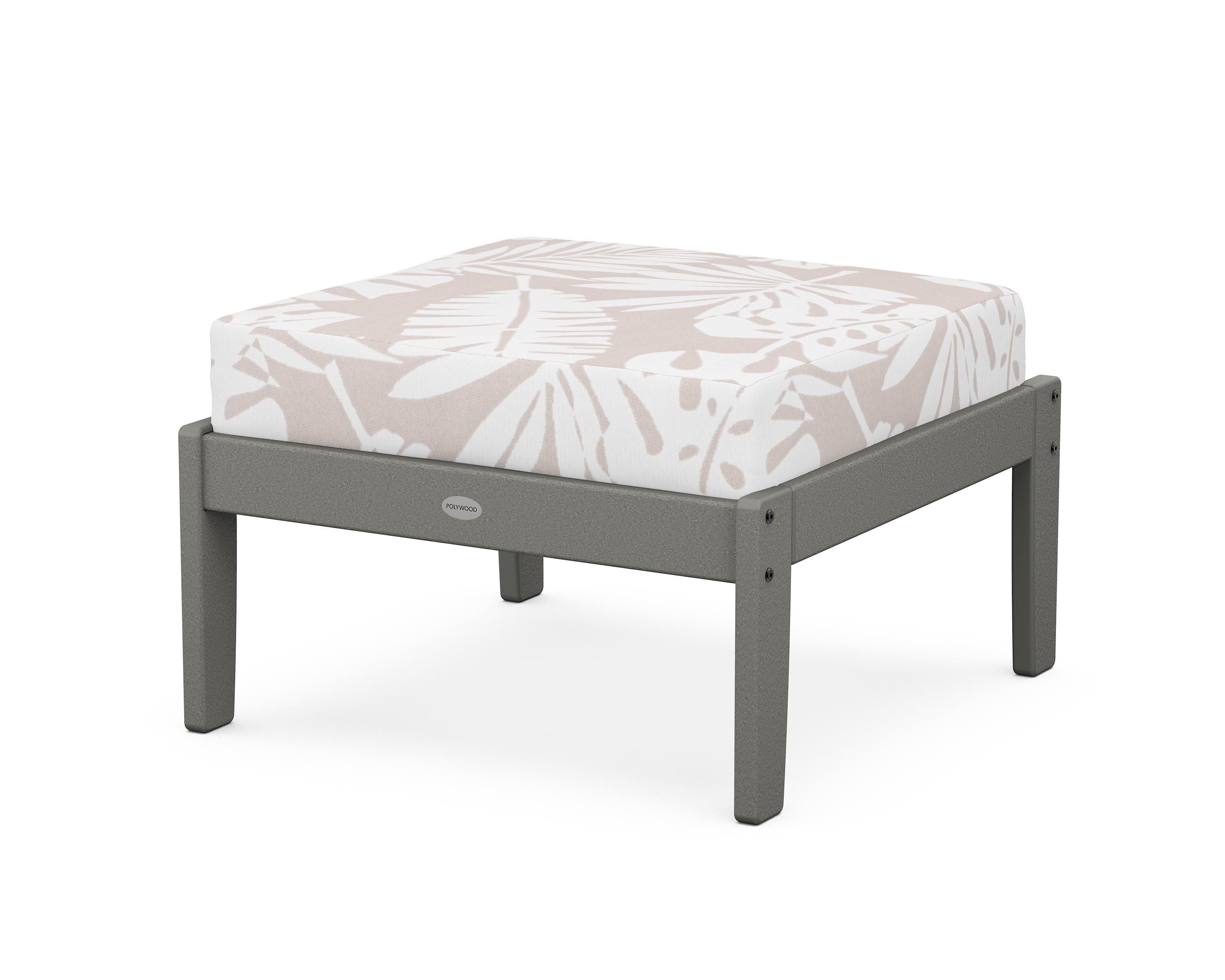 POLYWOOD® Braxton Deep Seating Ottoman in Slate Grey / Leaf Dune Burlap