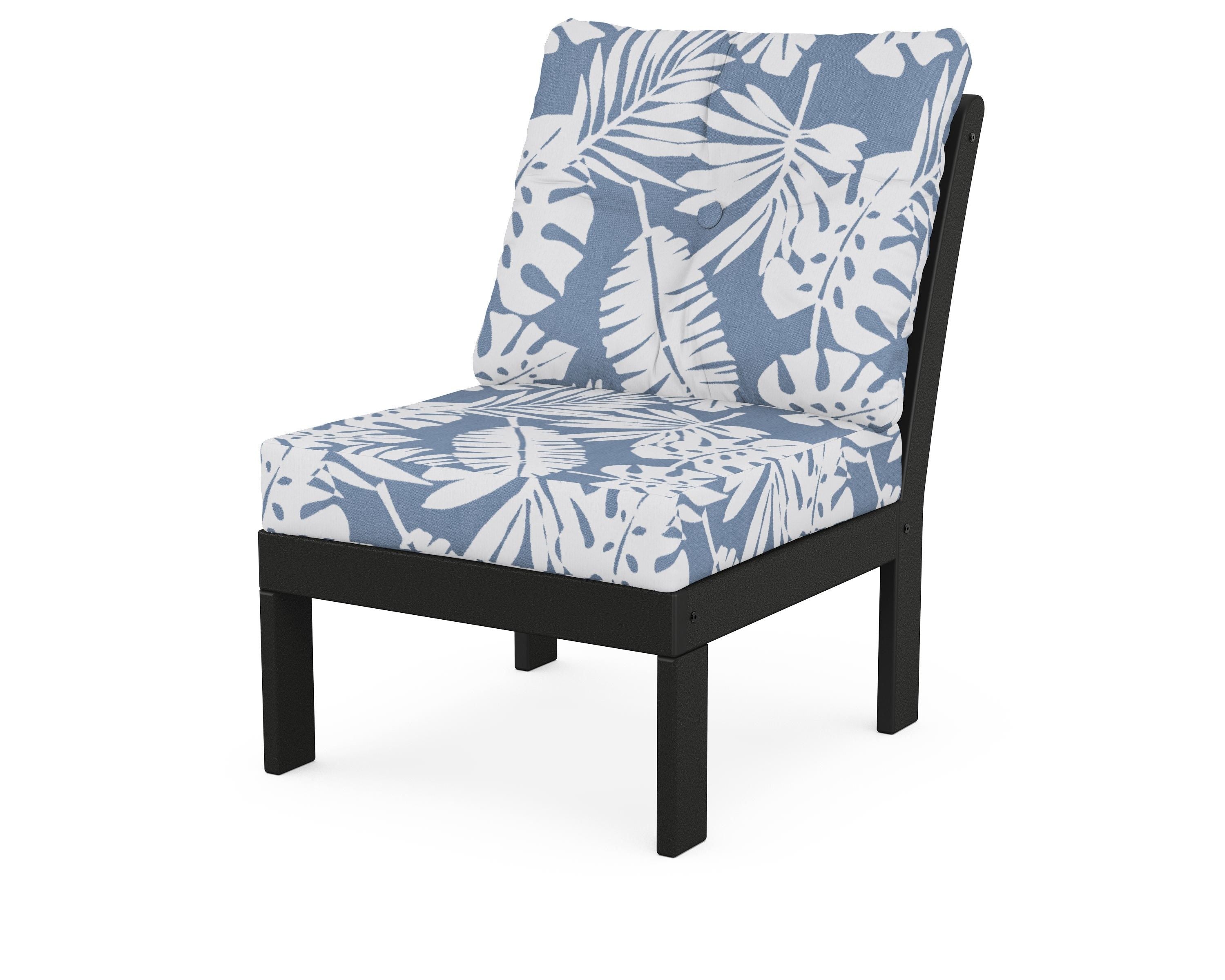POLYWOOD® Vineyard Modular Armless Chair in Black / Leaf Sky Blue