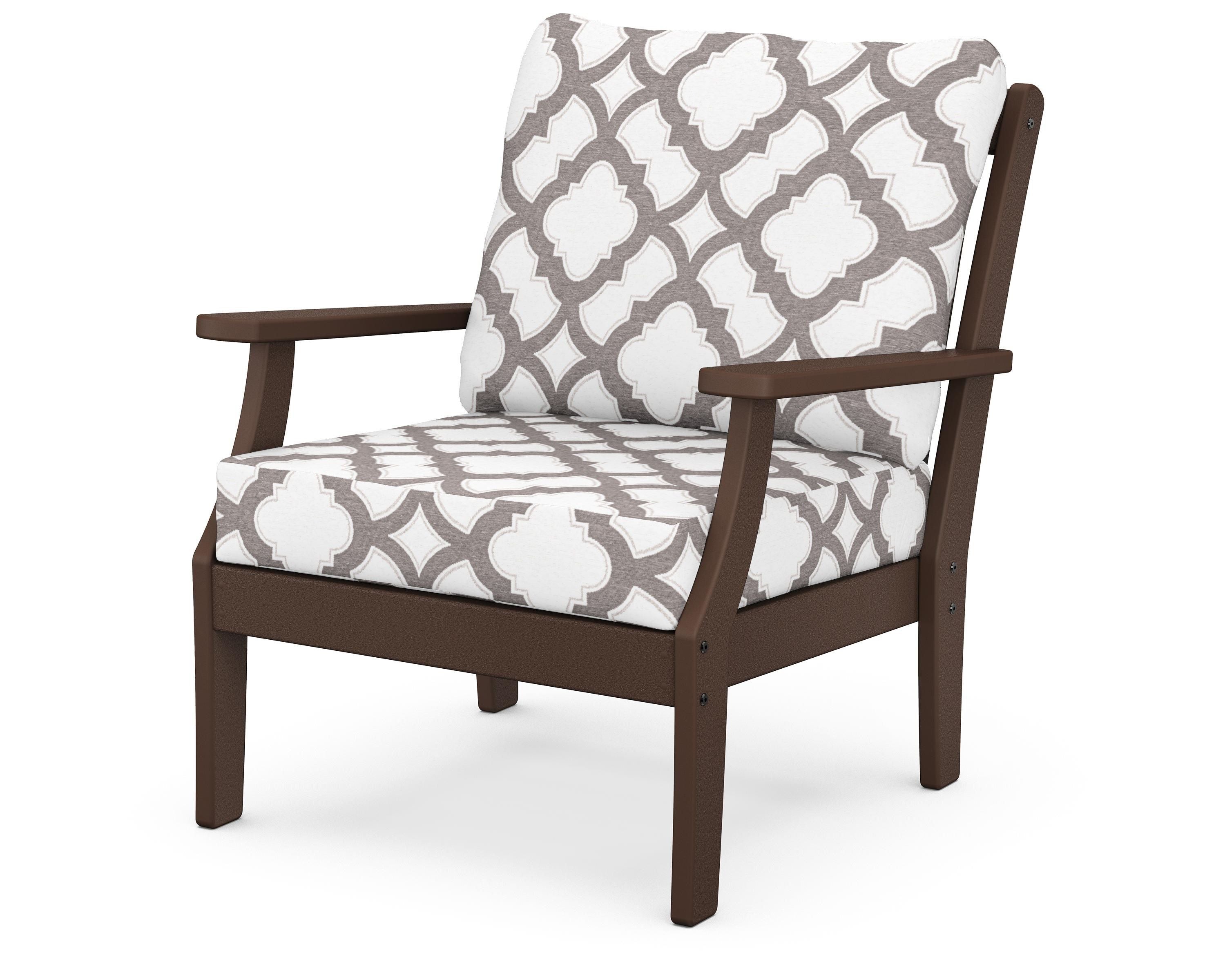 POLYWOOD® Braxton Deep Seating Chair in Mahogany / Trellis Grey Mist