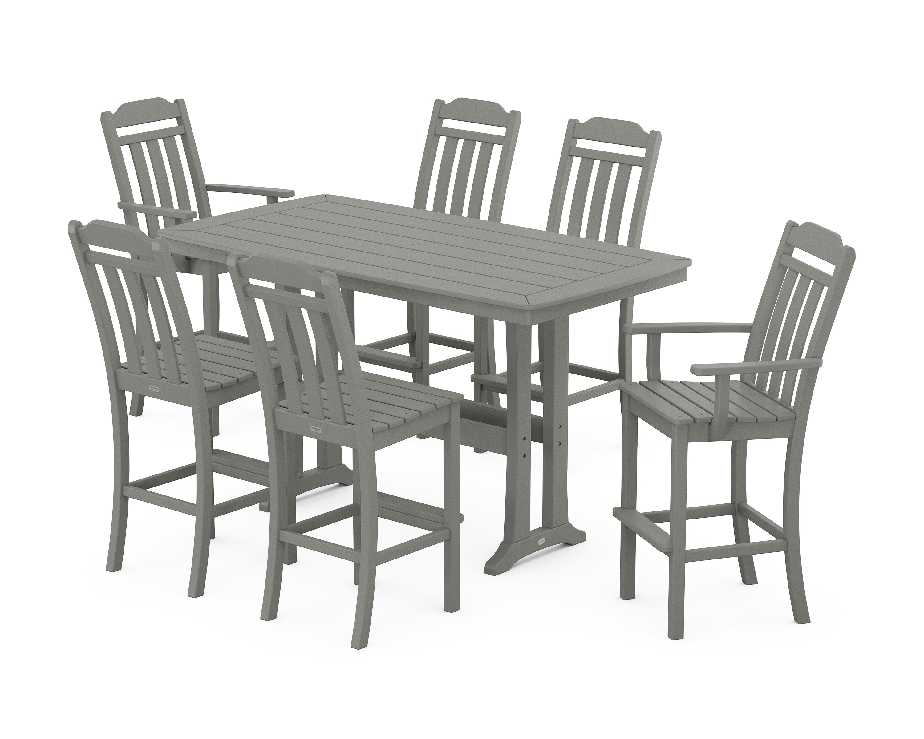 Country Living Cottage 7-Piece Bar Set with Trestle Legs in Slate Grey