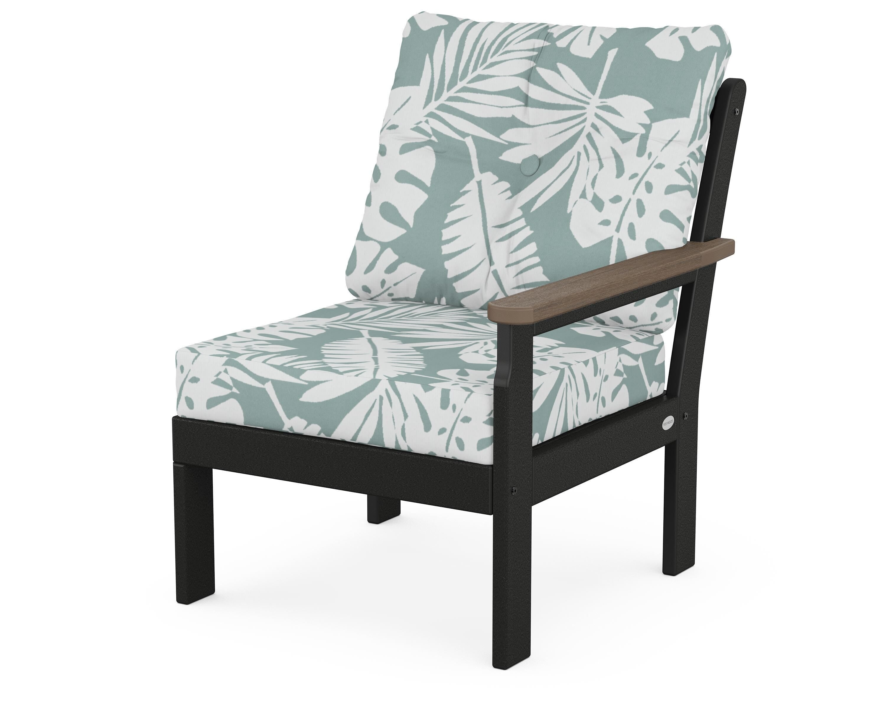 POLYWOOD® Vineyard Modular Right Arm Chair in Black / Kona / Leaf Glacier Spa