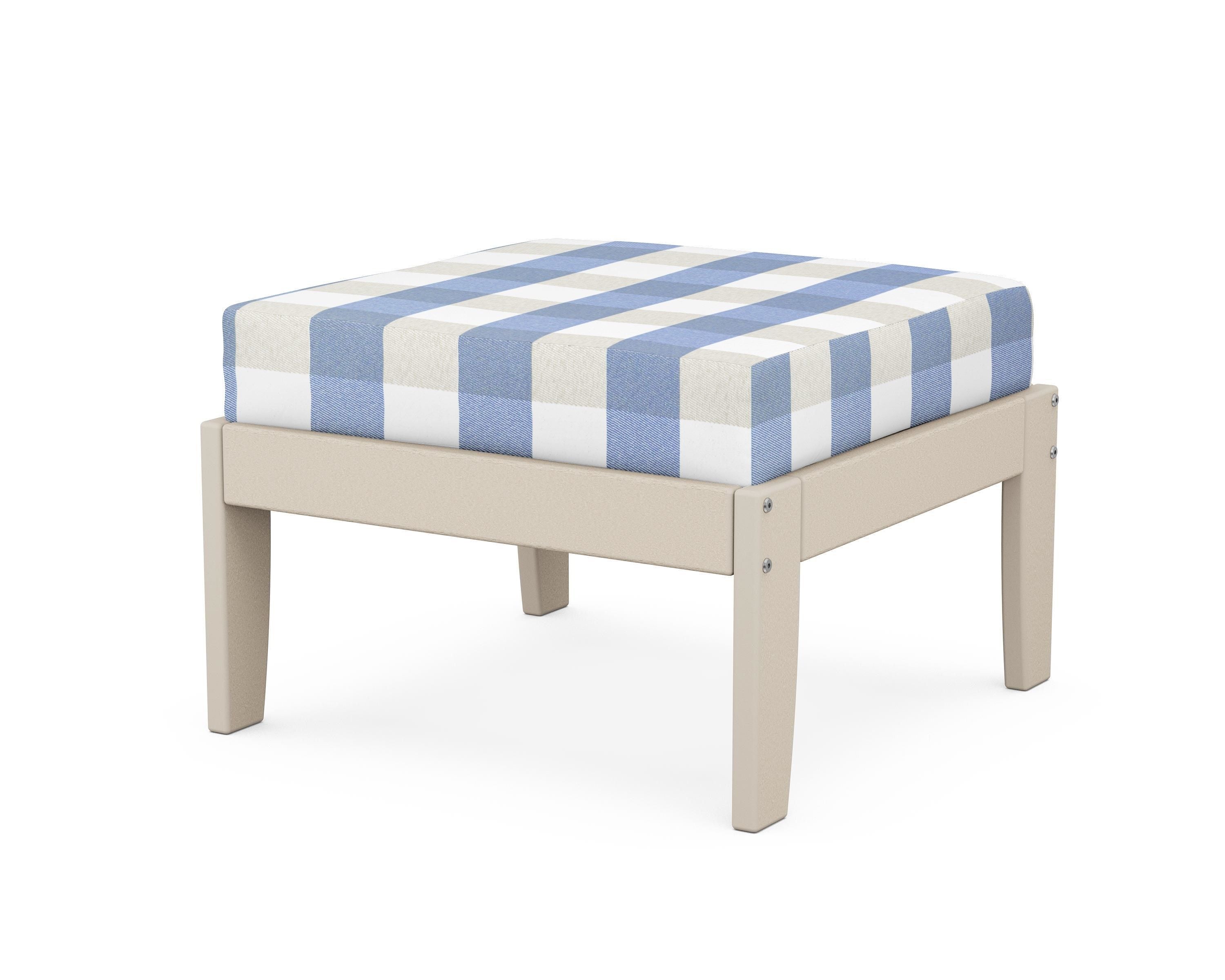 Unbranded Modular Ottoman - Classic in Sand / Buffalo Plaid Sky Blue