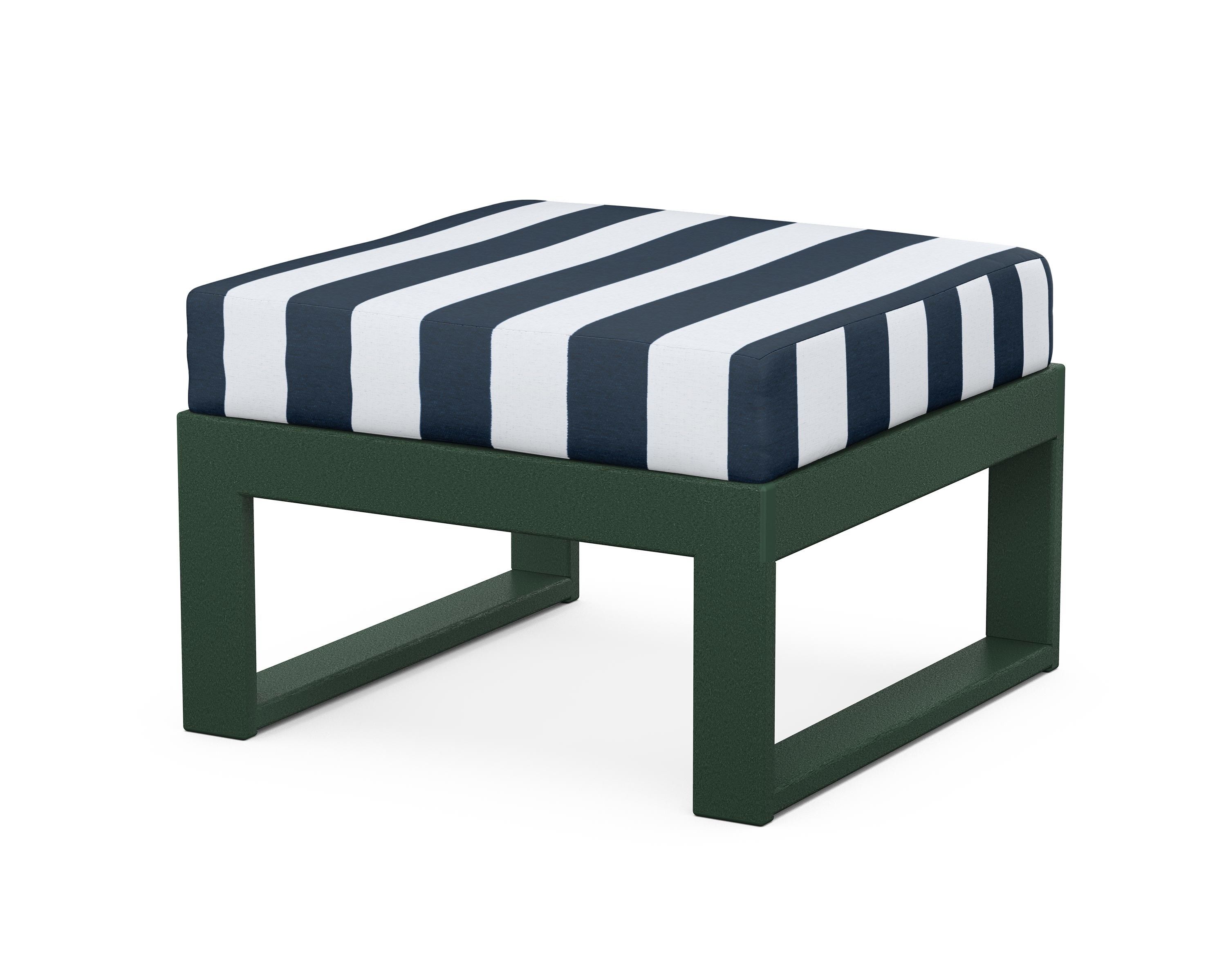 Unbranded Modular Ottoman - Modern in Green / Cabana Stripe Marine Indigo