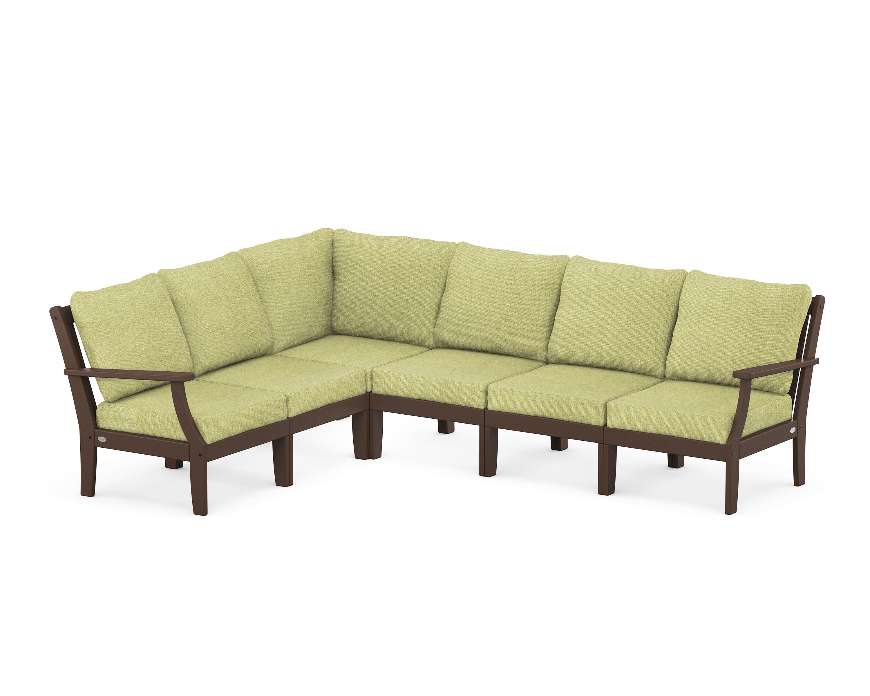 POLYWOOD® Braxton Modular 6-Piece Deep Seating Set in Mahogany / Chartreuse Boucle