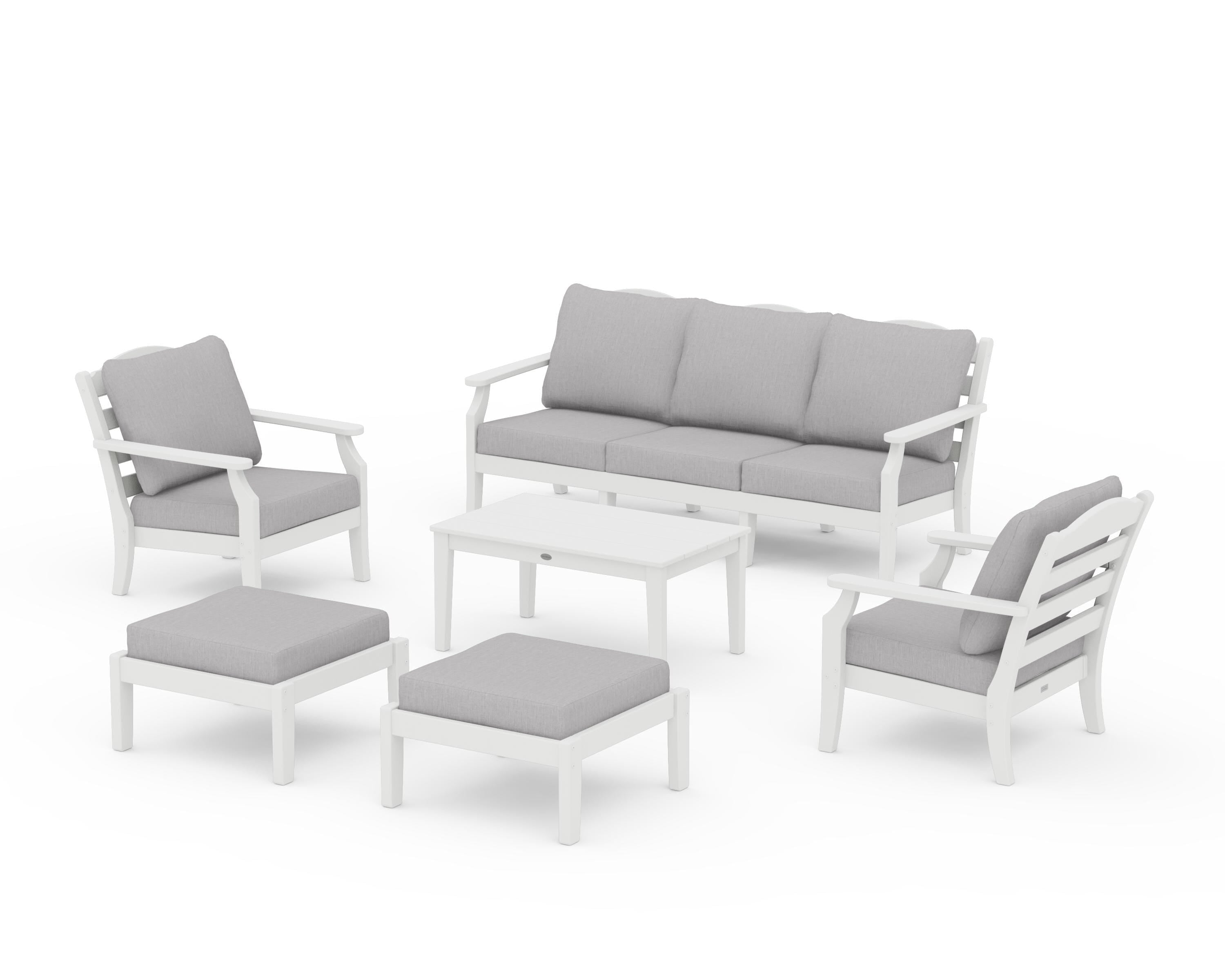 Draper James™ by POLYWOOD® Savannah 6-Piece Lounge Sofa Set in White / Granite