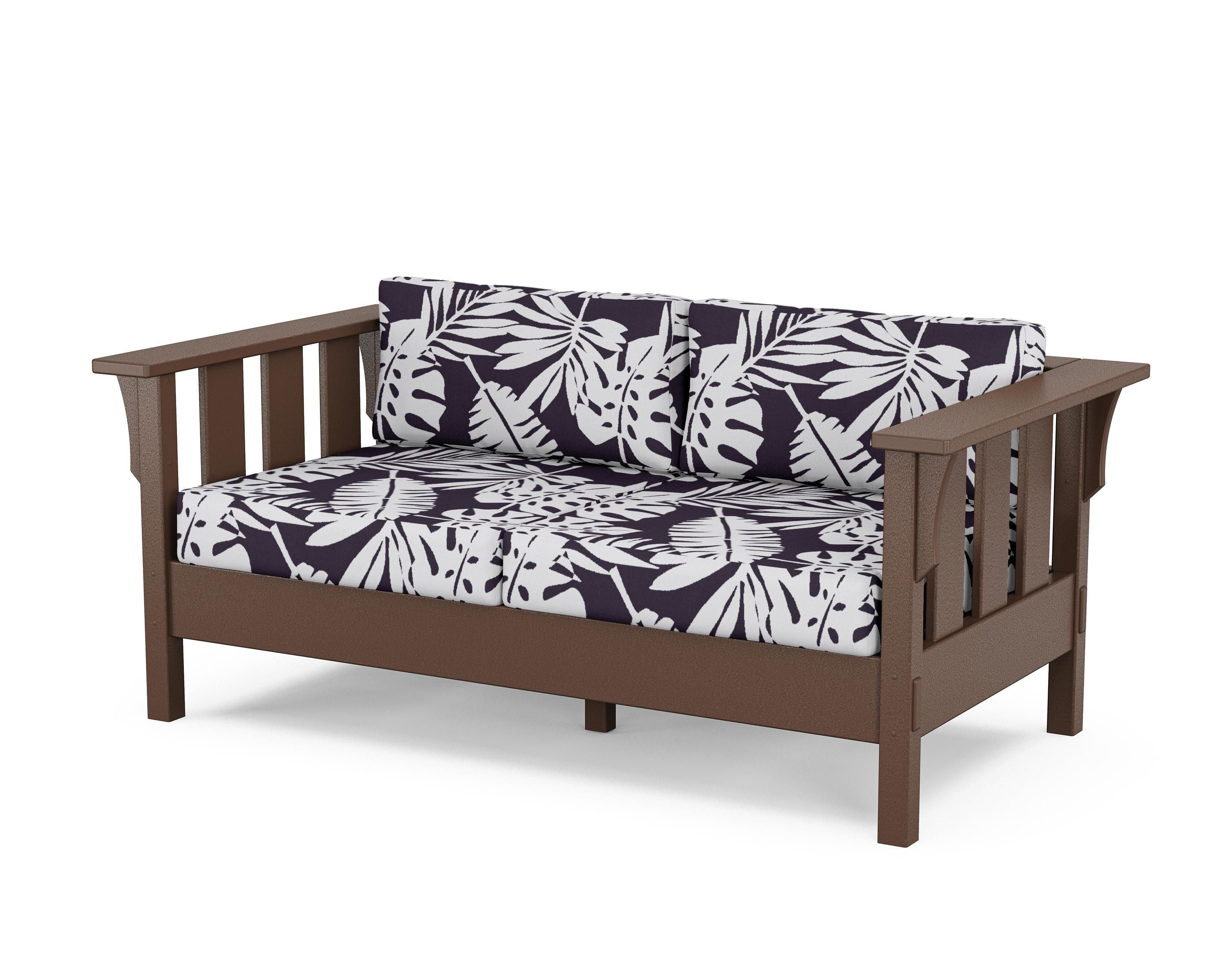 Martha Stewart by POLYWOOD® Acadia Deep Seating Loveseat in Mahogany / Leaf Navy