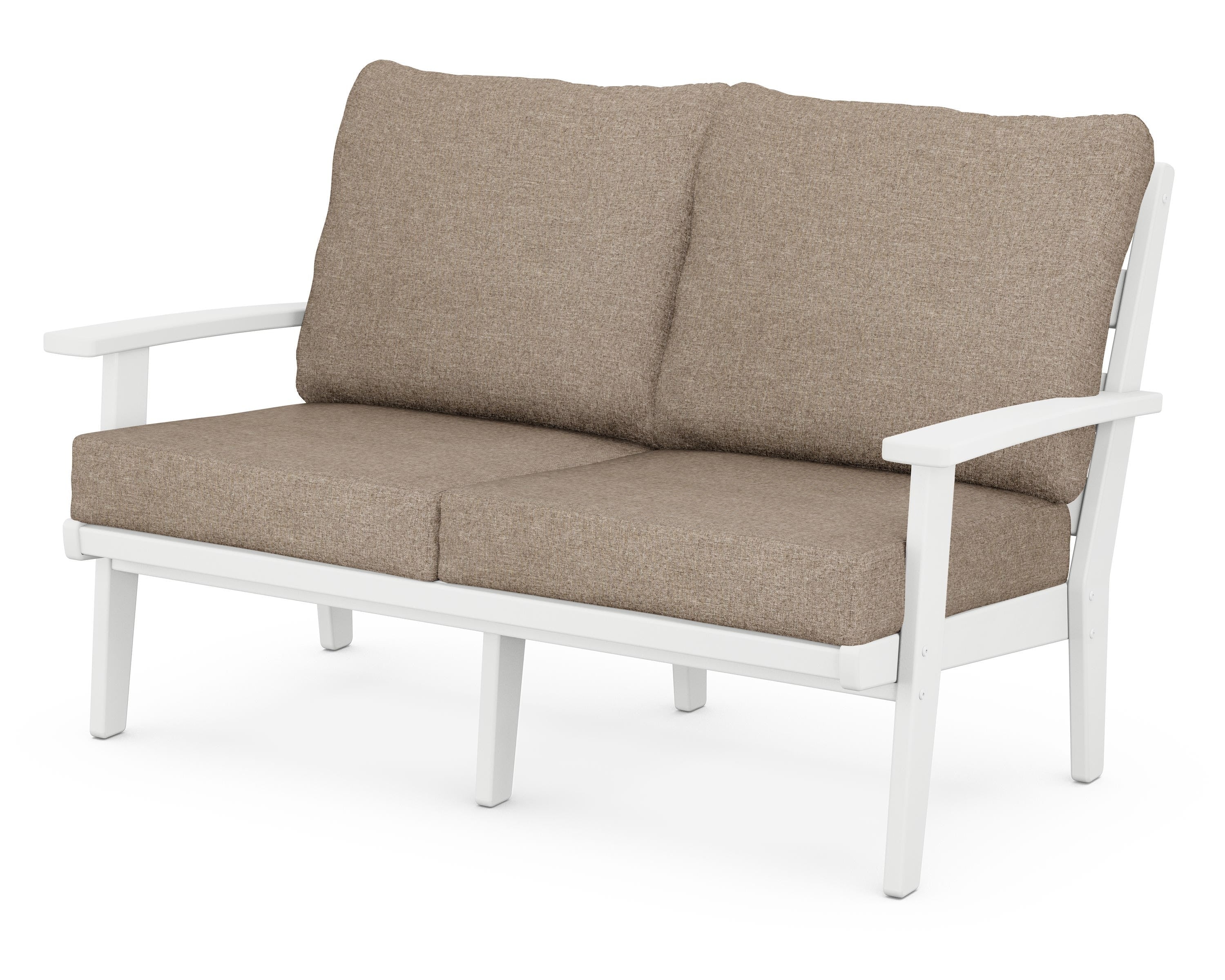 POLYWOOD® Grant Park Deep Seating Loveseat in White / Spiced Burlap