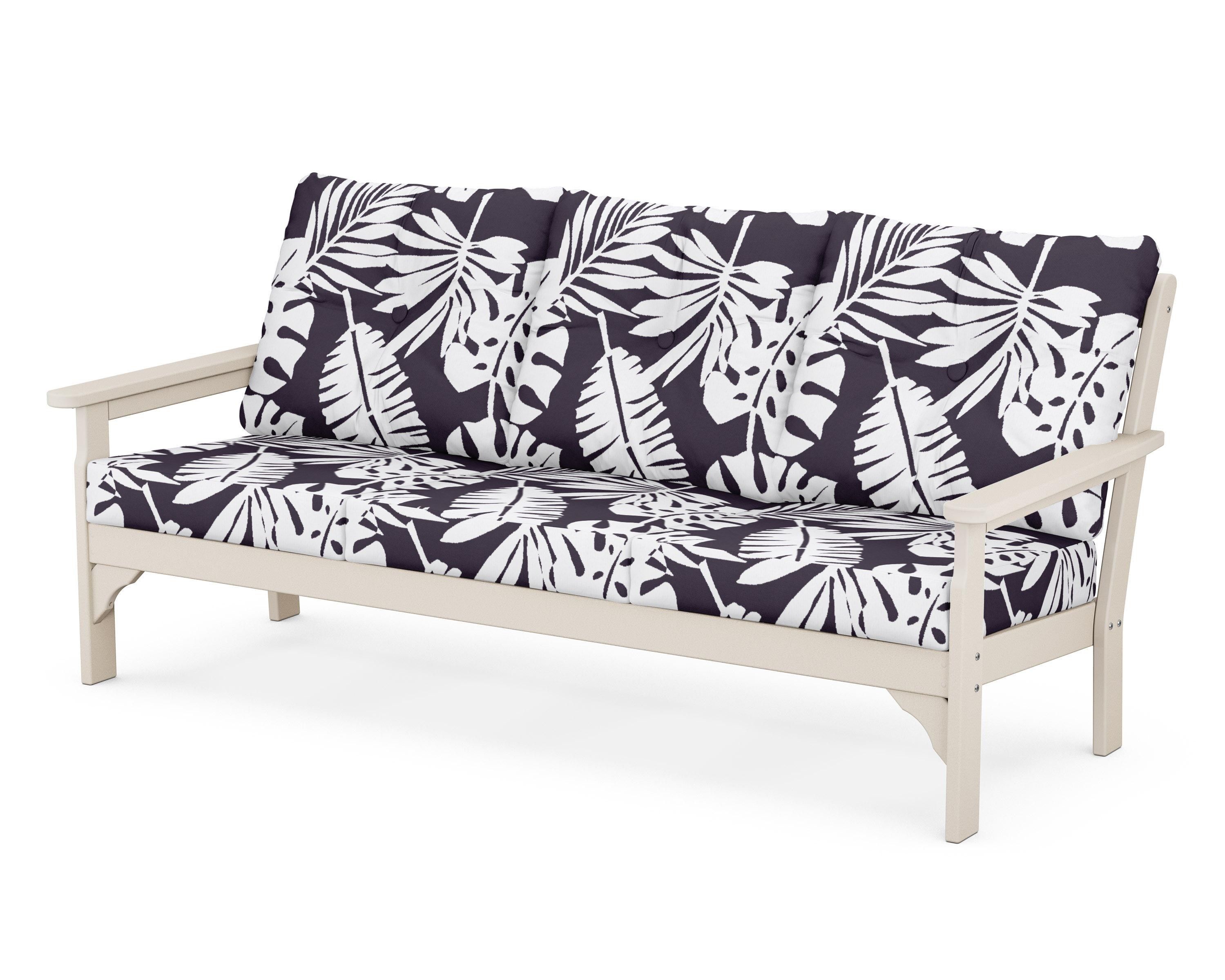 POLYWOOD® Vineyard Deep Seating Sofa in Sand / Leaf Navy