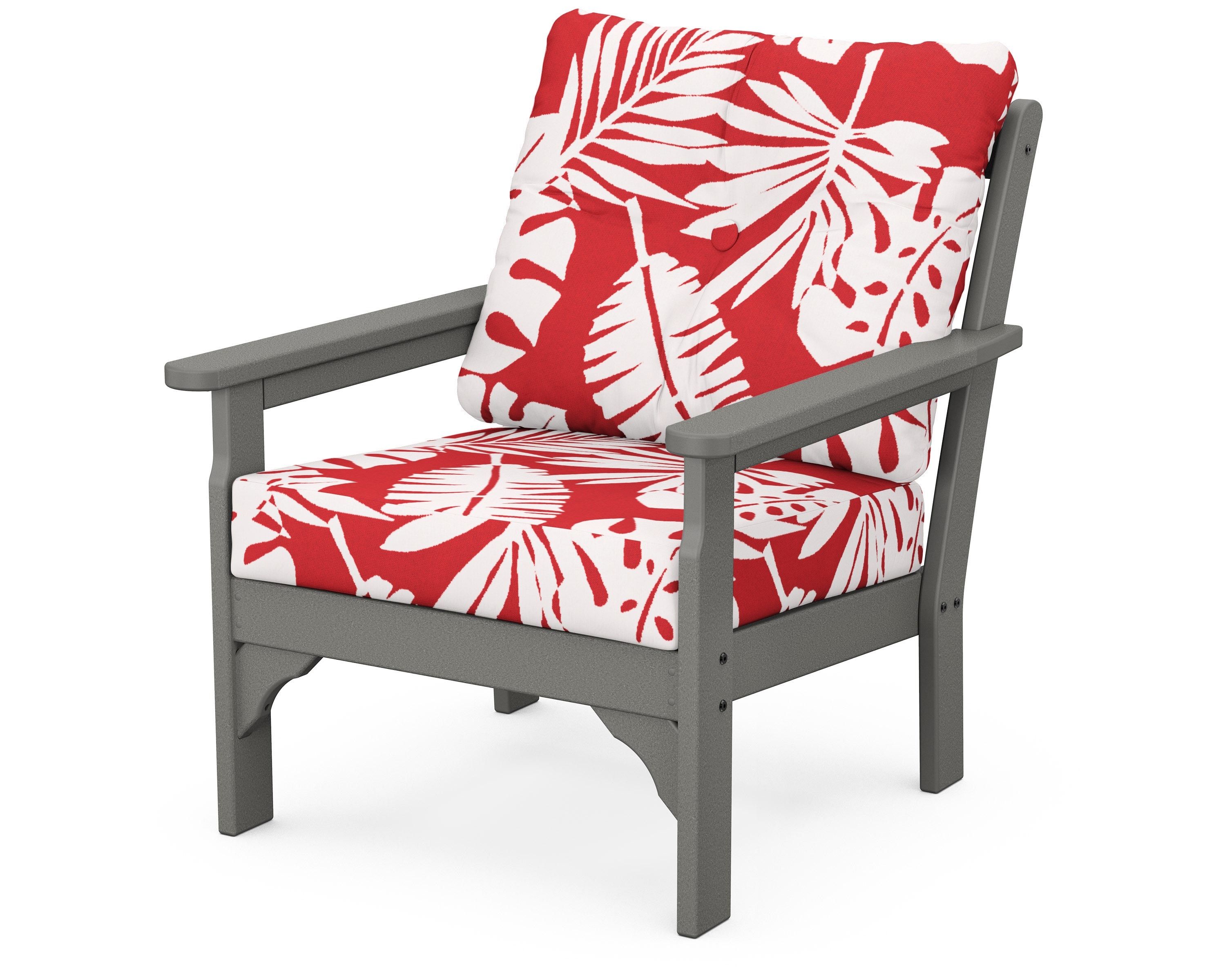 POLYWOOD® Vineyard Deep Seating Chair in Slate Grey / Leaf Crimson