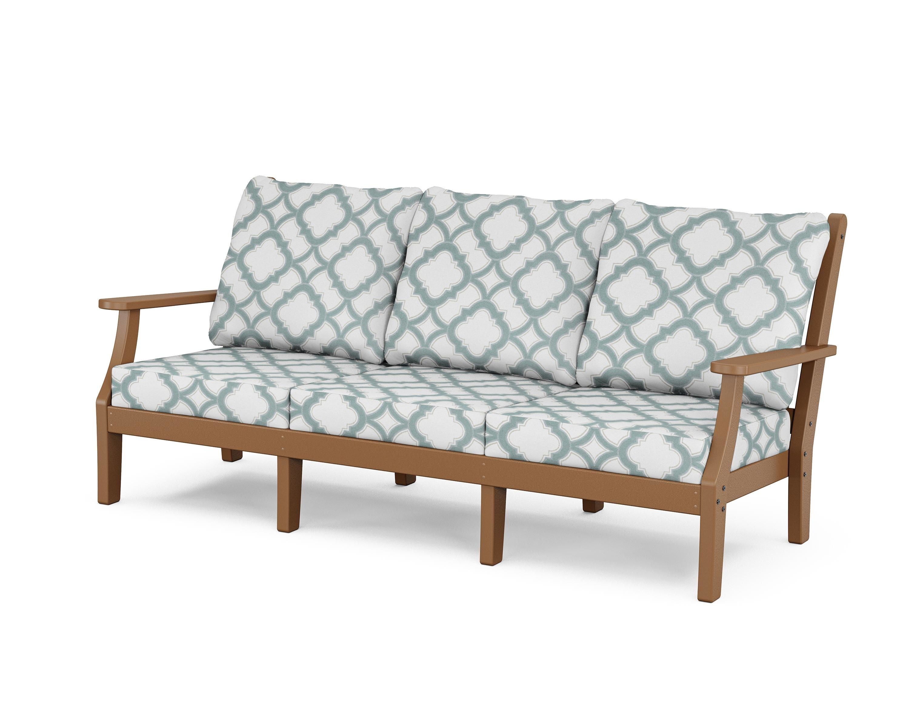 Country Living Wovendale Deep Seating Sofa in Teak / Trellis Glacier Spa