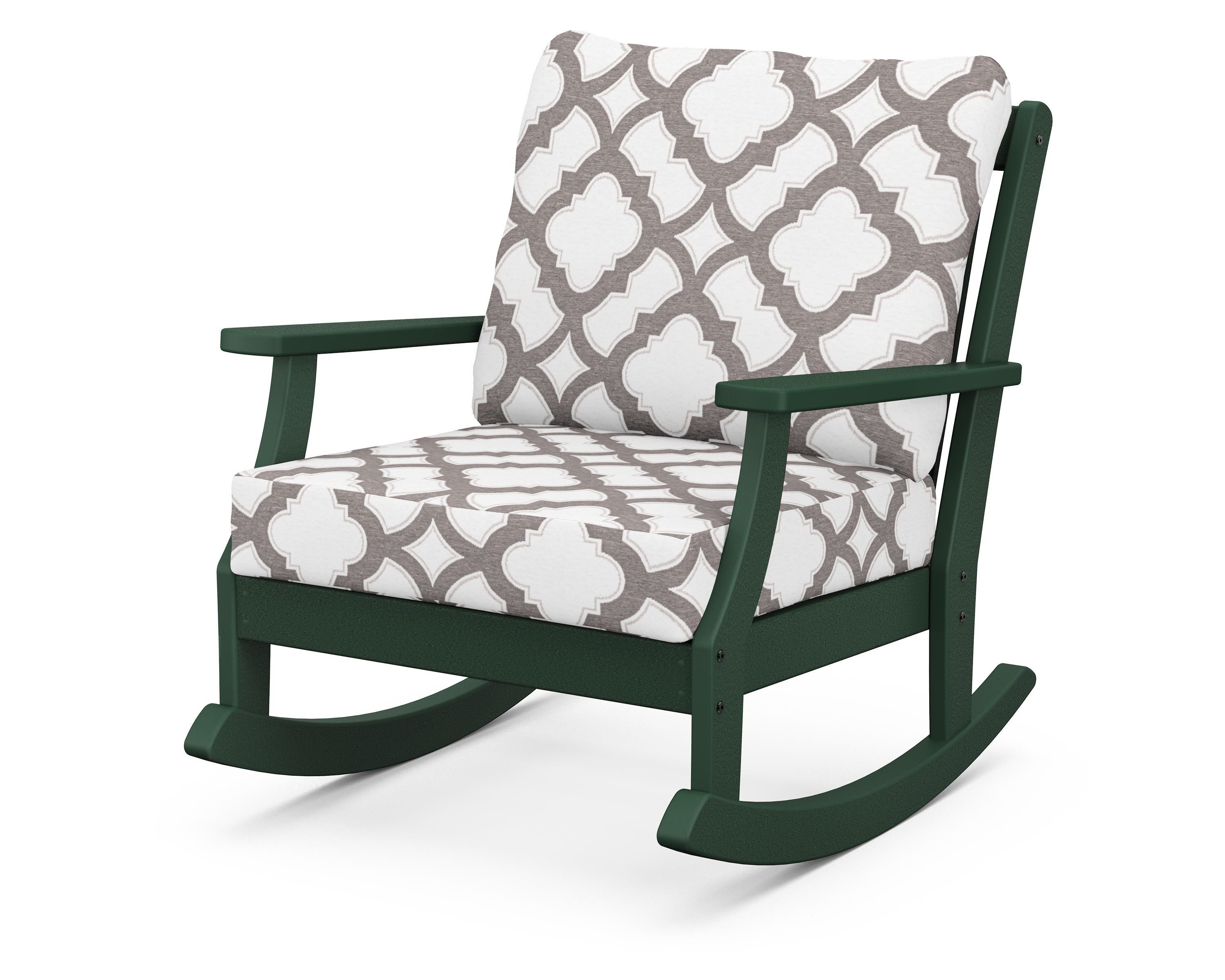 POLYWOOD® Braxton Deep Seating Rocking Chair in Green / Trellis Grey Mist
