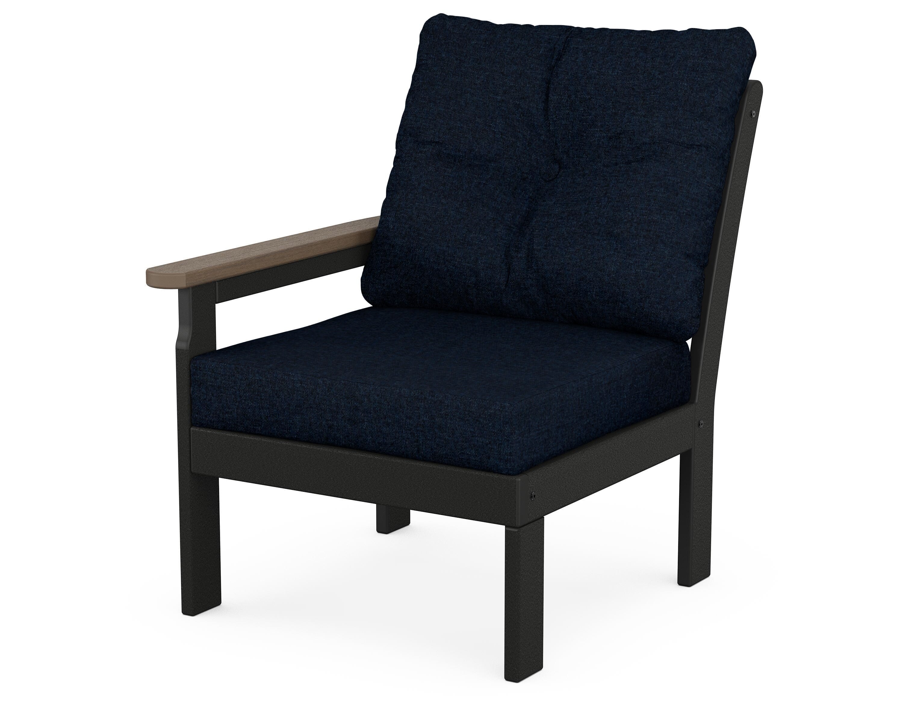 POLYWOOD® Vineyard Modular Left Arm Chair in Black / Kona / Marine Indigo