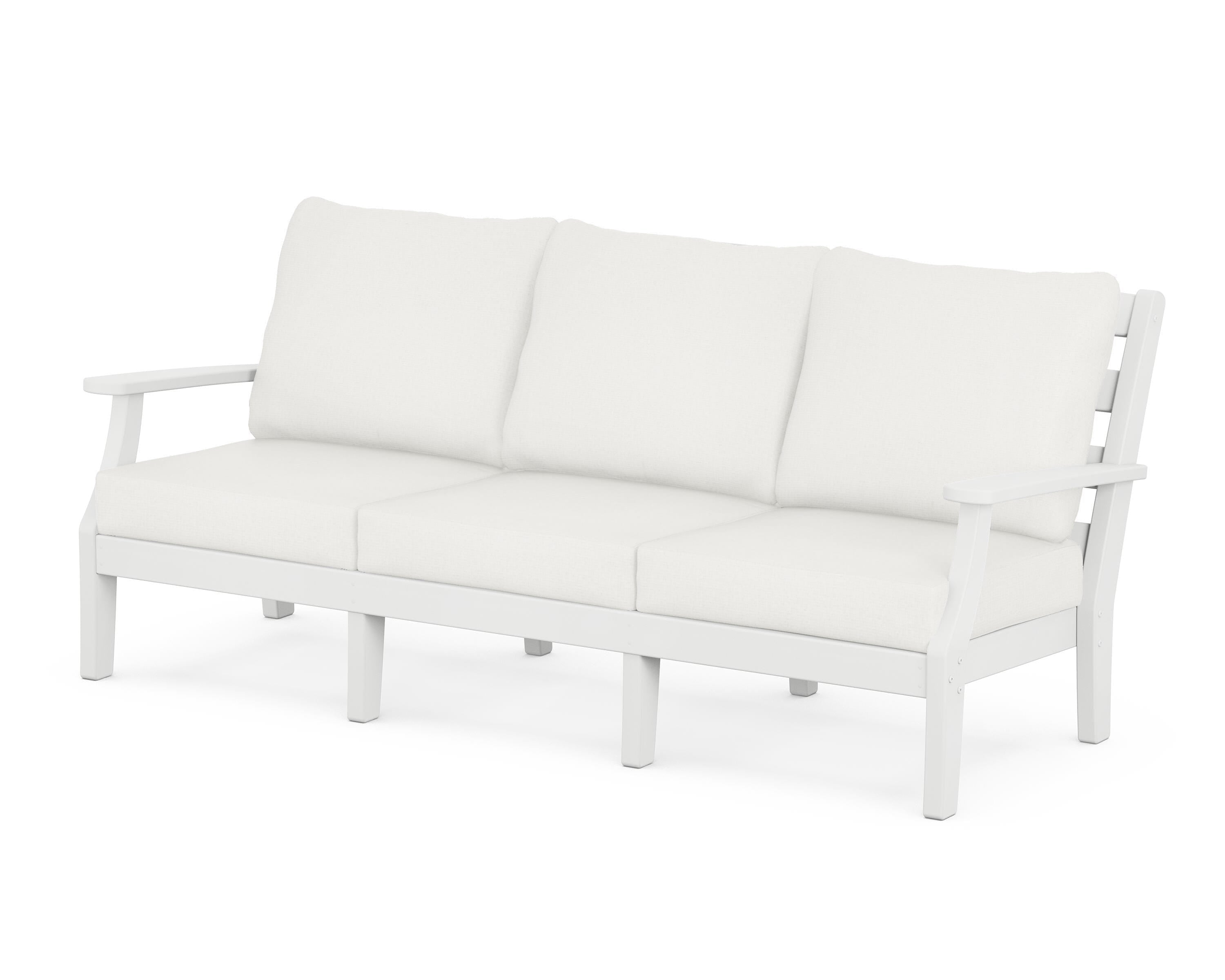 POLYWOOD® Chesapeake Deep Seating Sofa in White / Natural Linen