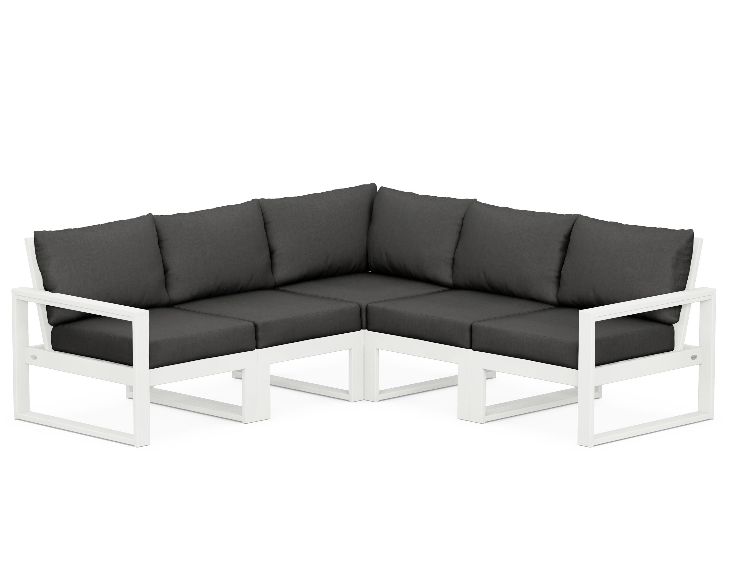 POLYWOOD® EDGE 5-Piece Modular Deep Seating Set in Vintage White / Spectrum Carbon