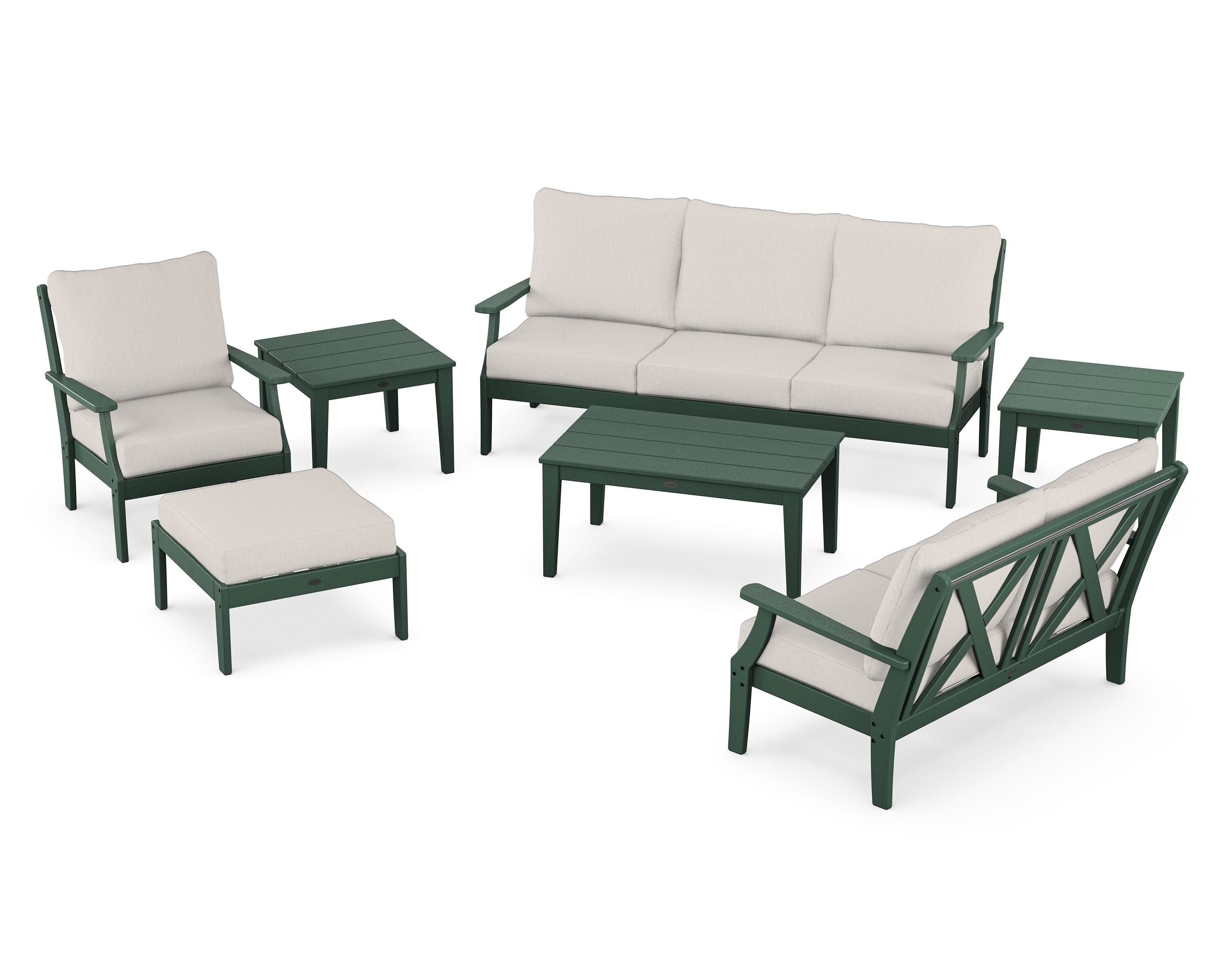 POLYWOOD® Braxton 7-Piece Deep Seating Set in Green / Cast Ash