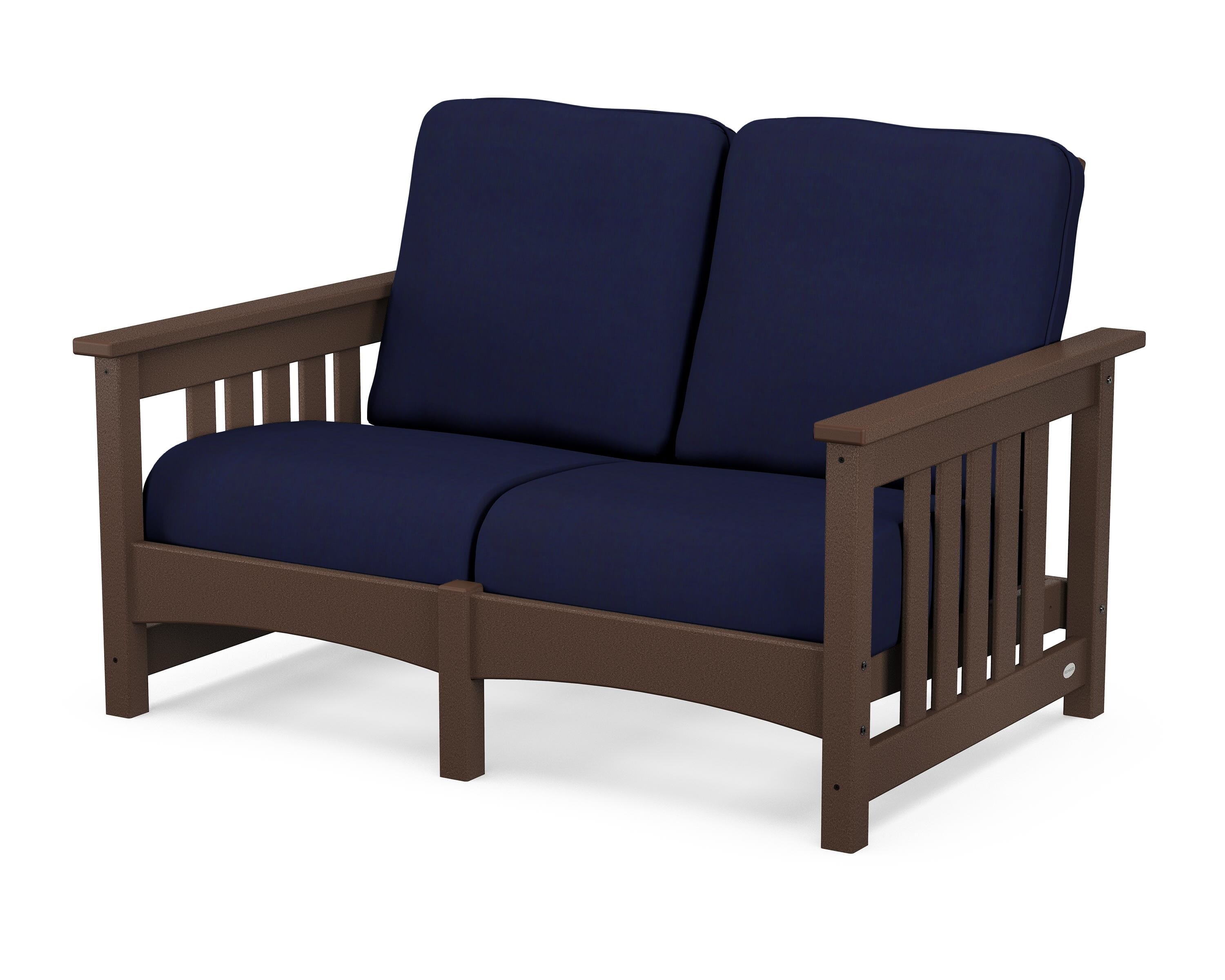 POLYWOOD® Club Mission Loveseat in Mahogany / Navy