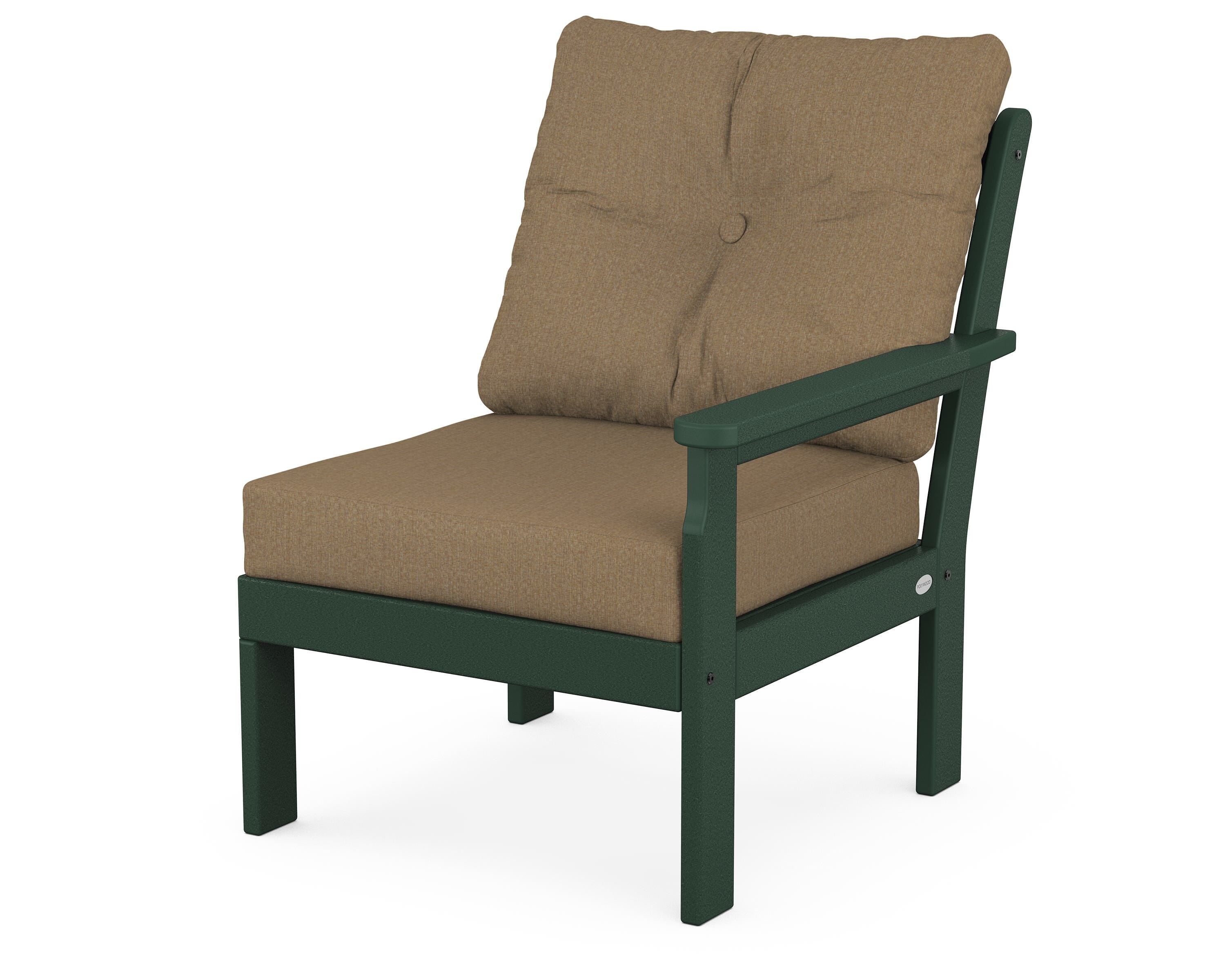 POLYWOOD® Vineyard Modular Right Arm Chair in Green / Sesame