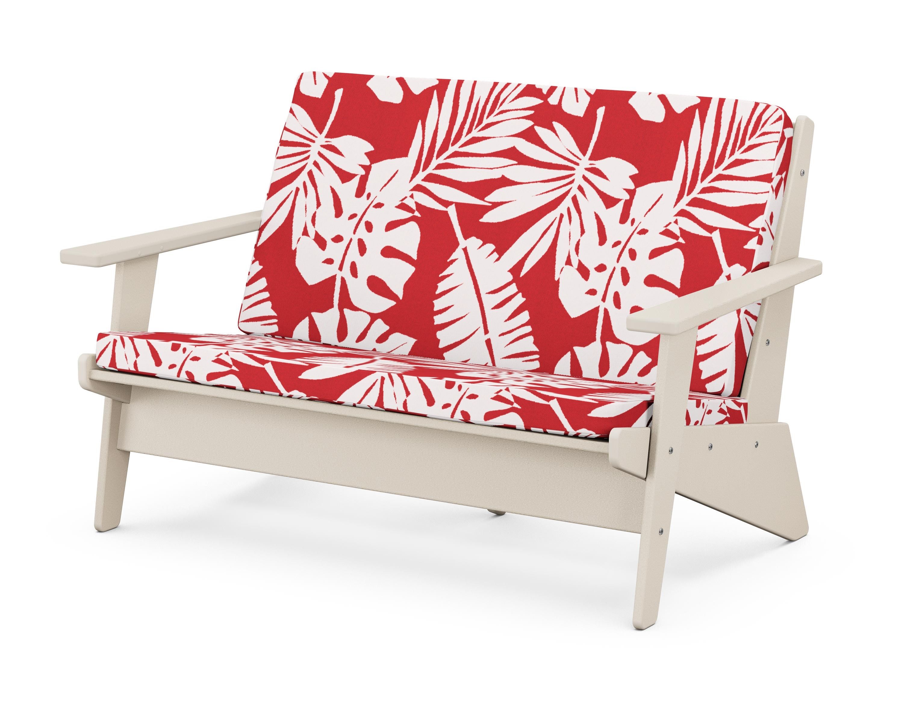 POLYWOOD® Riviera Modern Lounge Loveseat in Sand / Leaf Crimson