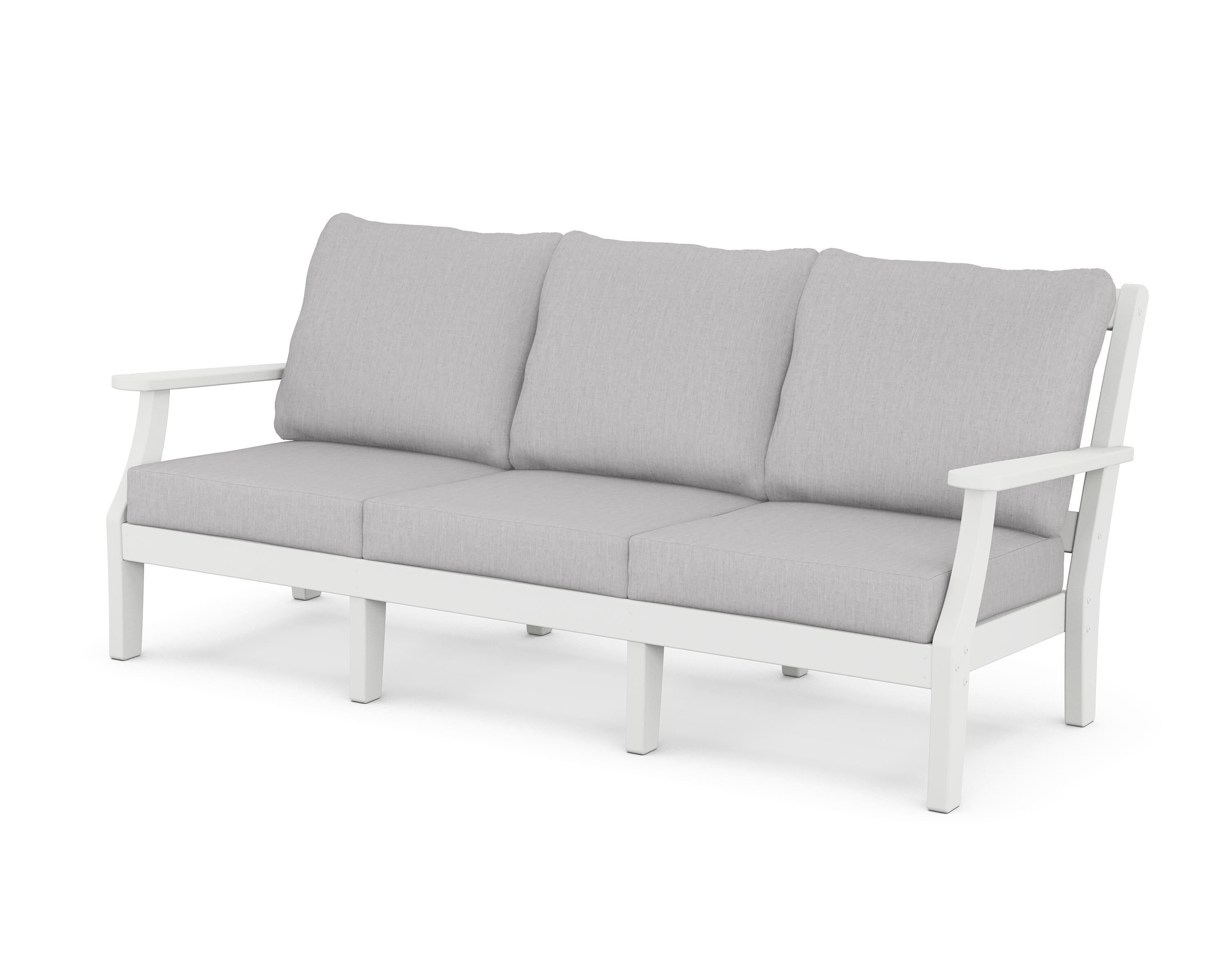 Martha Stewart by POLYWOOD® Chinoiserie Deep Seating Sofa in White / Granite