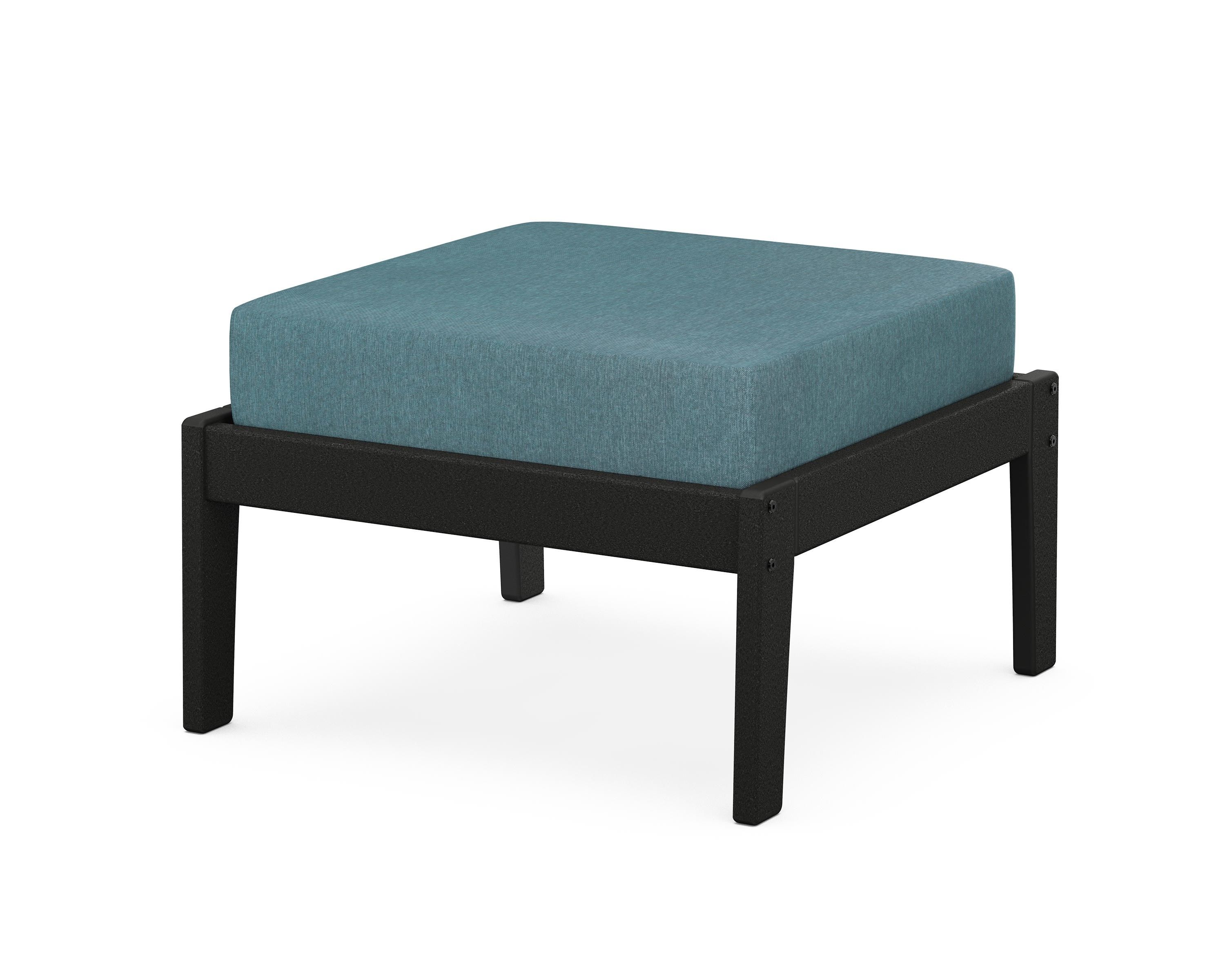 Unbranded Deep Seating Ottoman in Black / Ocean Teal