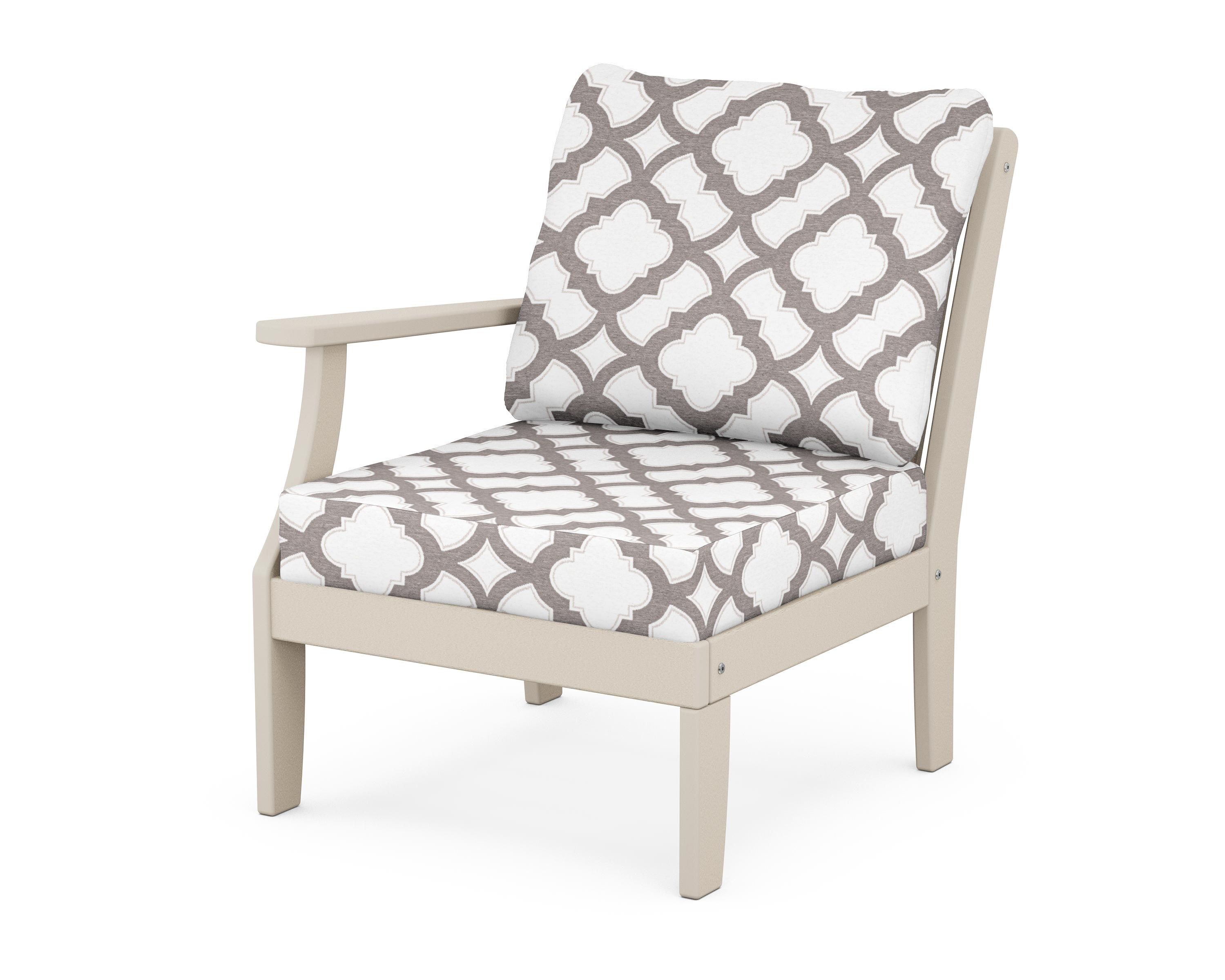 POLYWOOD® Braxton Modular Left Arm Chair in Sand / Trellis Grey Mist