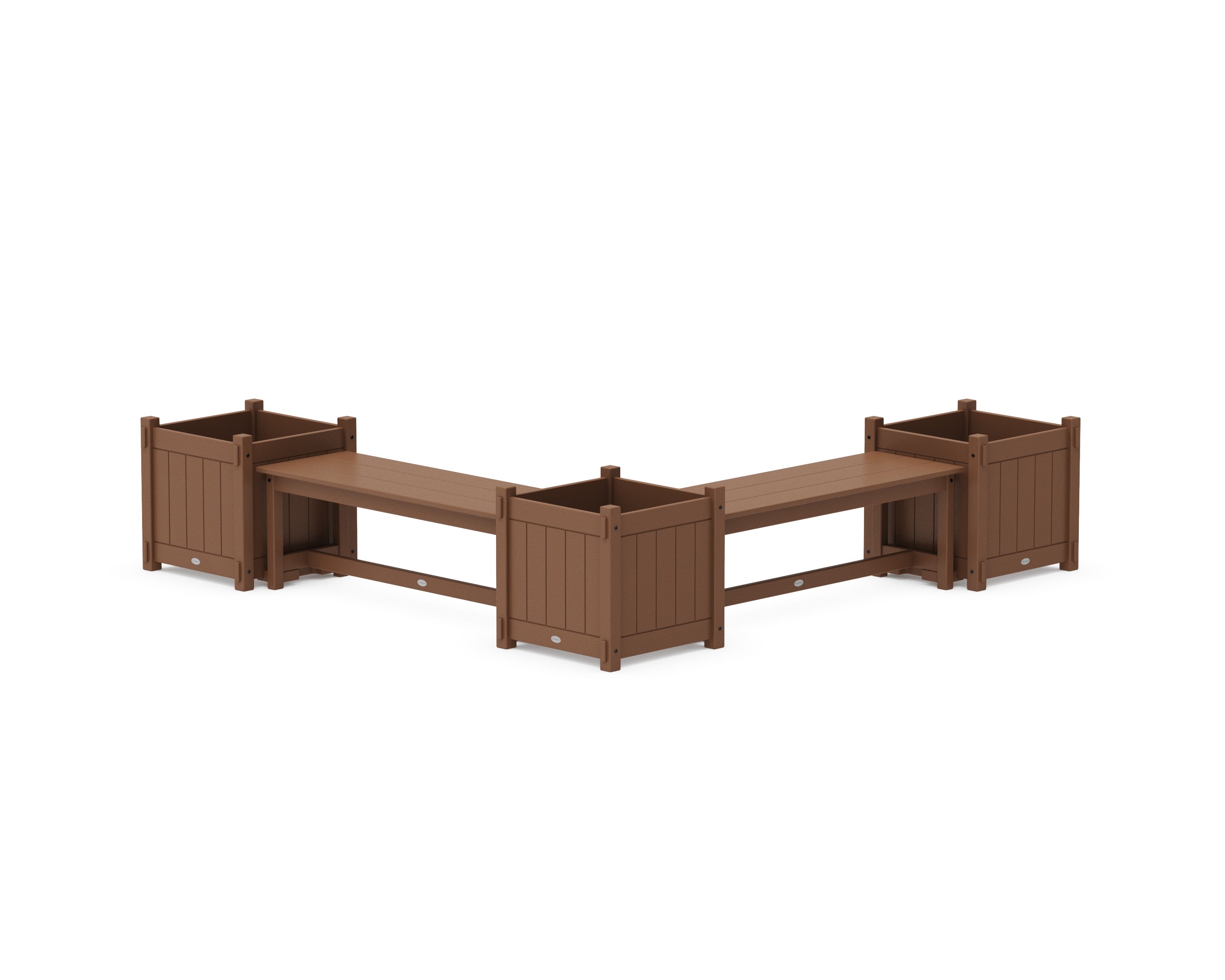 POLYWOOD® 48" Vineyard L- Shaped Planter Bench Corner Set - Large in Teak