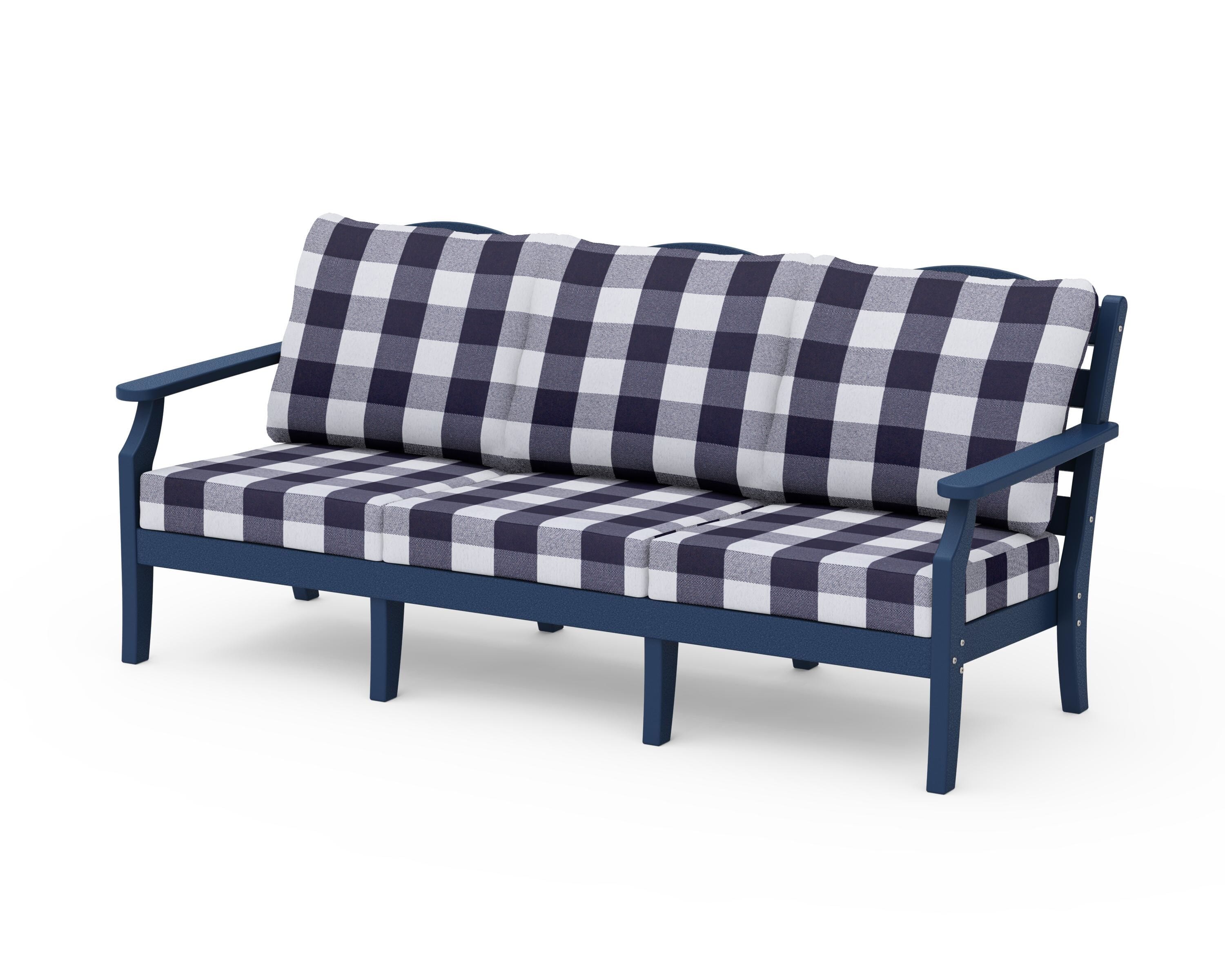 Draper James™ by POLYWOOD® Savannah Deep Seating Sofa in Navy / Buffalo Plaid Navy