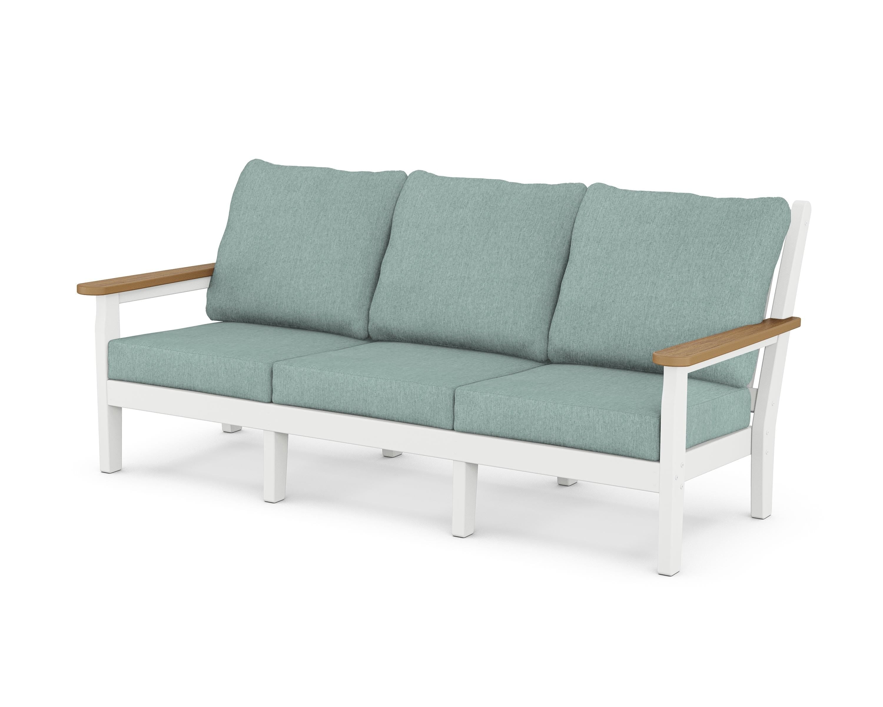 POLYWOOD® Chippendale Deep Seating Sofa in White / Natural / Glacier Spa