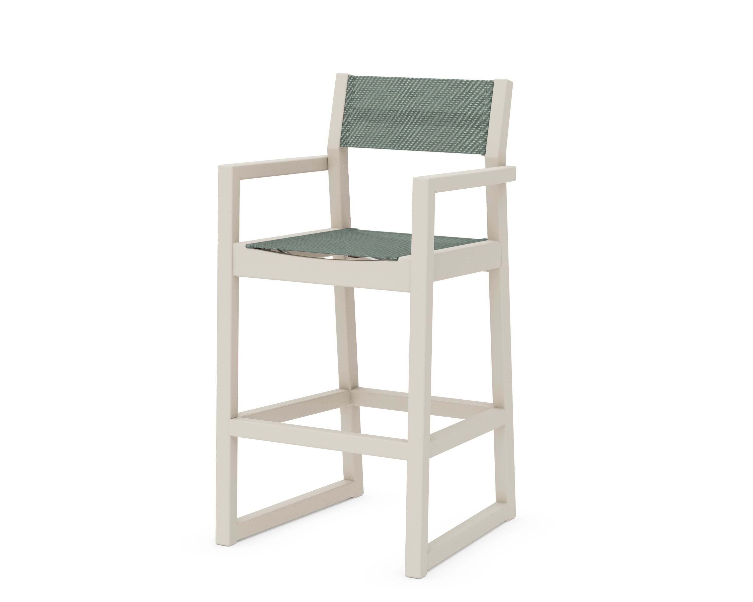 POLYWOOD® EDGE Sling Bar Arm Chair in Sand / Dupioni Sea Mist Sling