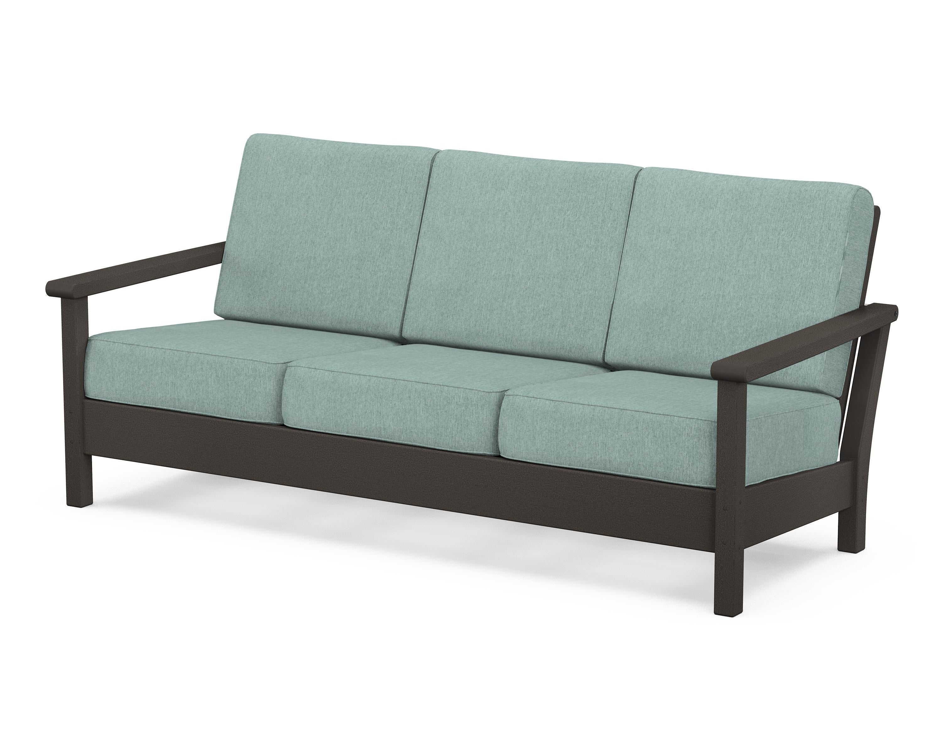 POLYWOOD® Harbour Deep Seating Sofa in Vintage Coffee / Glacier Spa