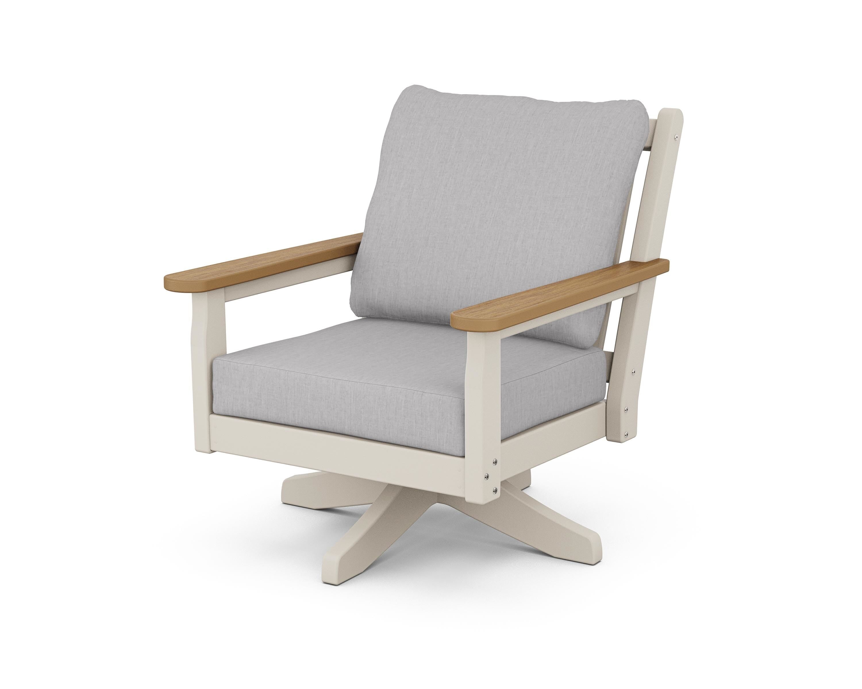 POLYWOOD® Chippendale Deep Seating Swivel Chair in Sand / Natural / Granite