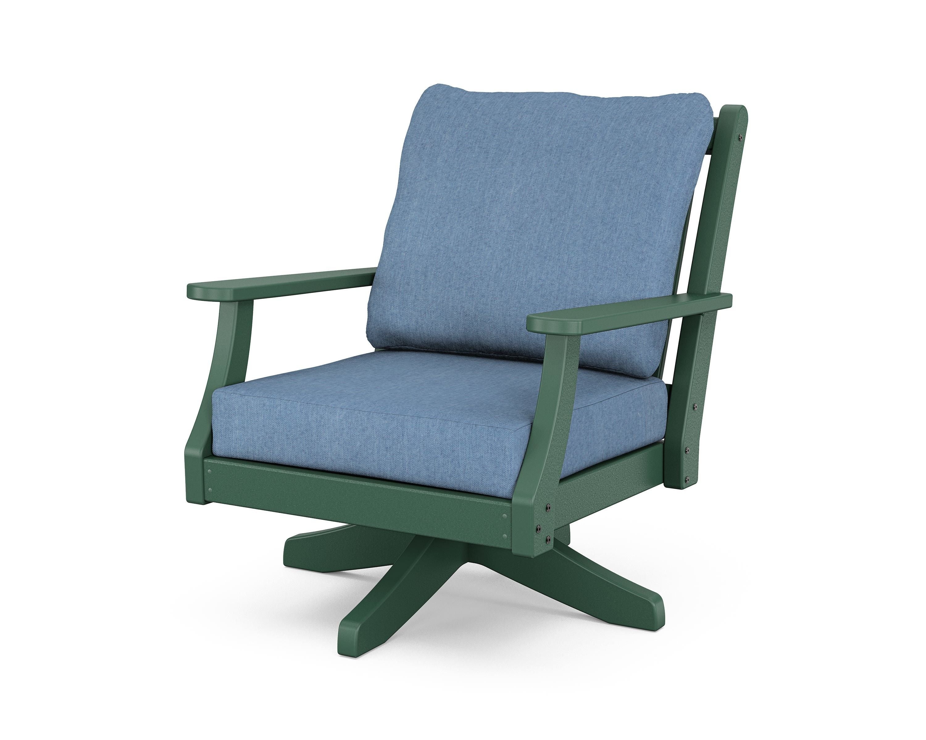 Country Living Wovendale Deep Seating Swivel Chair in Green / Sky Blue