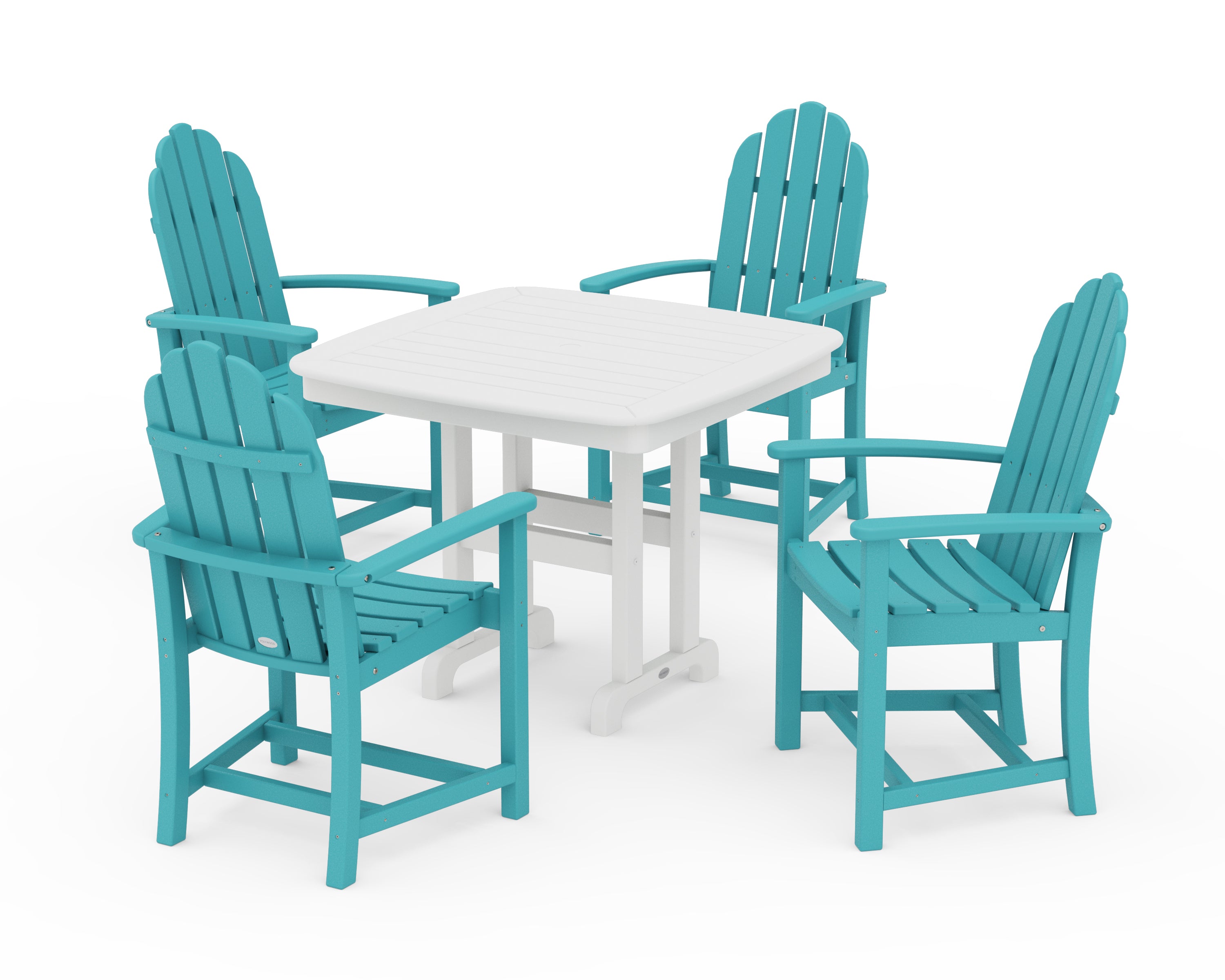POLYWOOD® Classic Adirondack 5-Piece Dining Set in Aruba / White