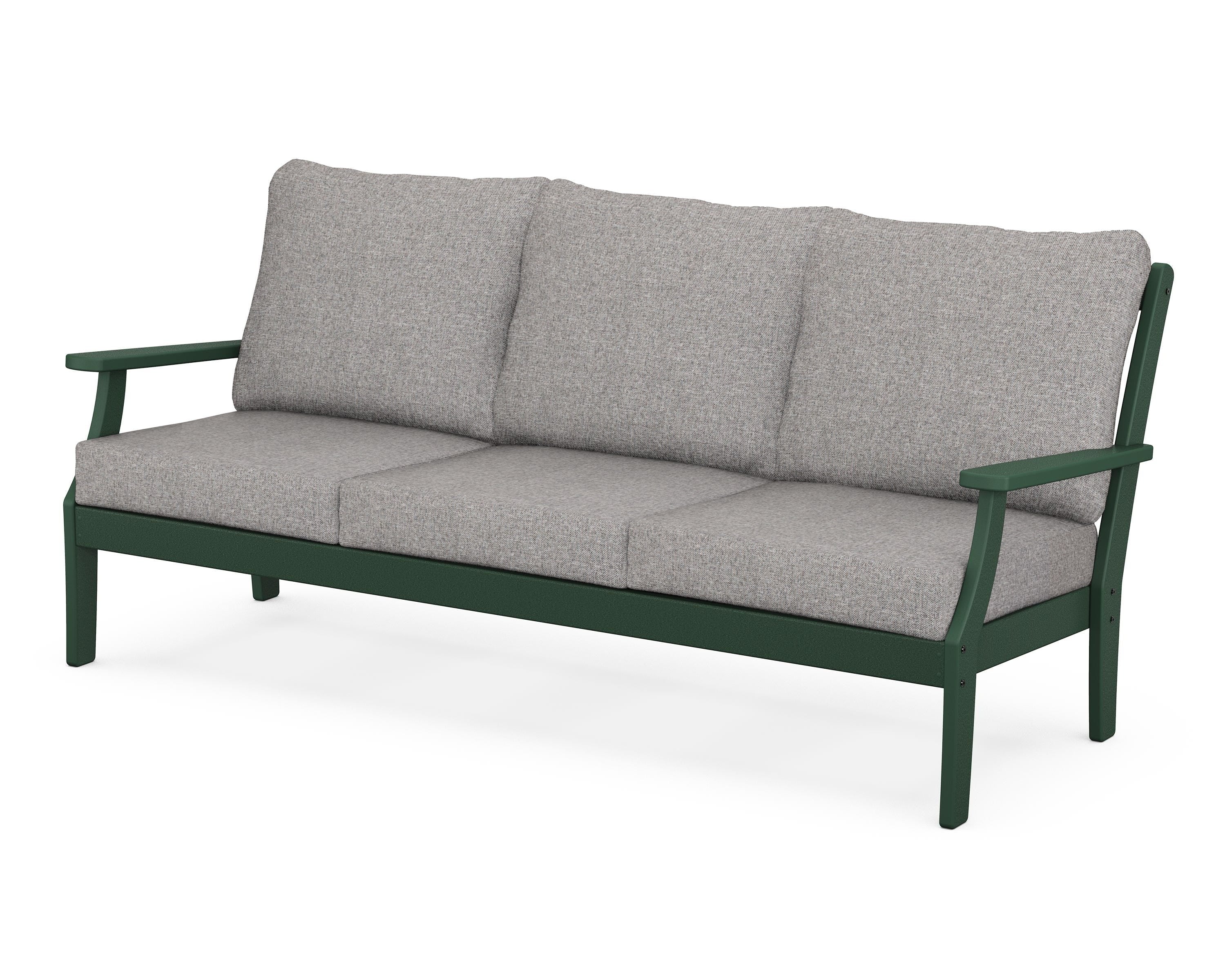 POLYWOOD® Braxton Deep Seating Sofa in Green / Grey Mist