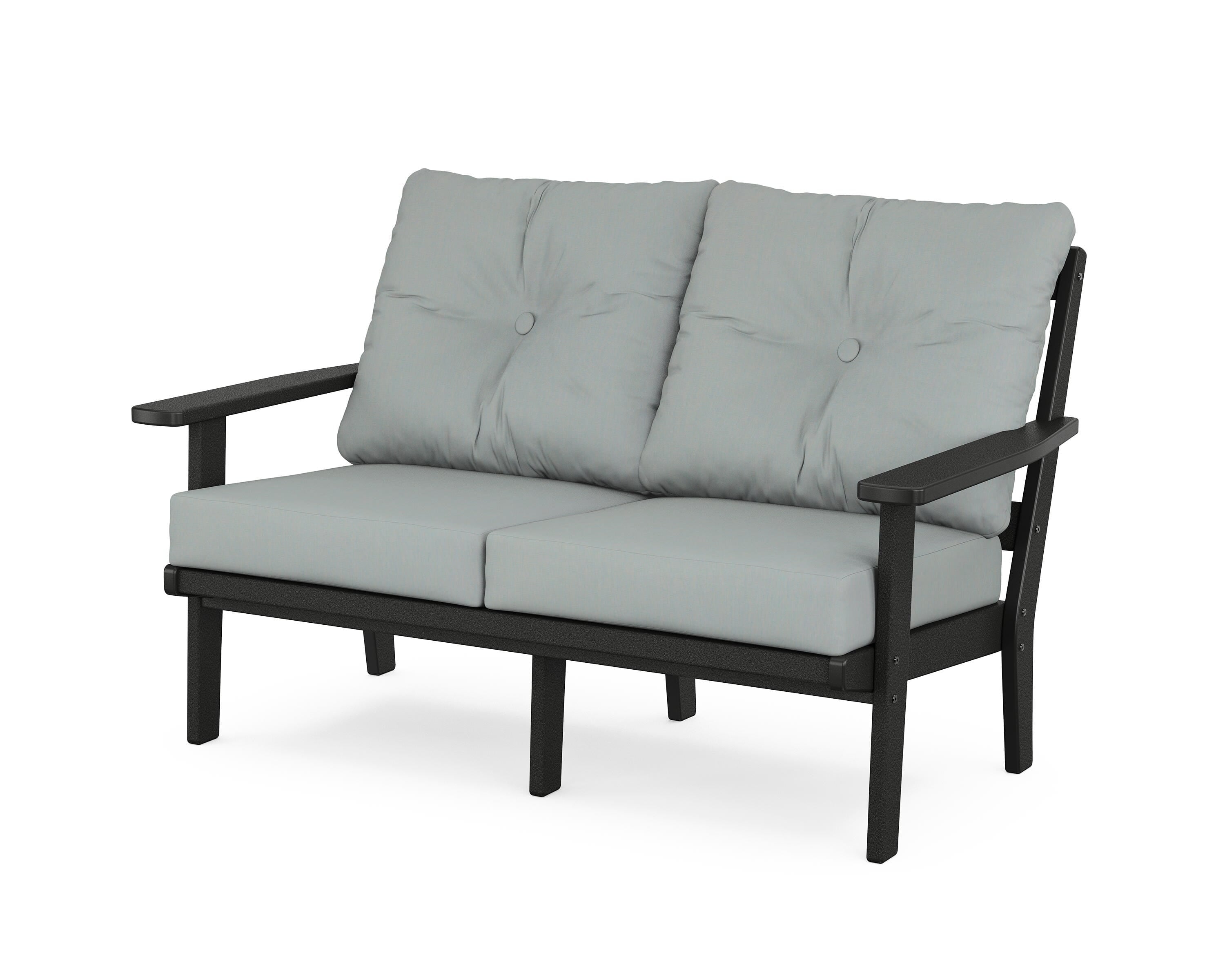POLYWOOD® Oxford Deep Seating Loveseat in Black / Spa