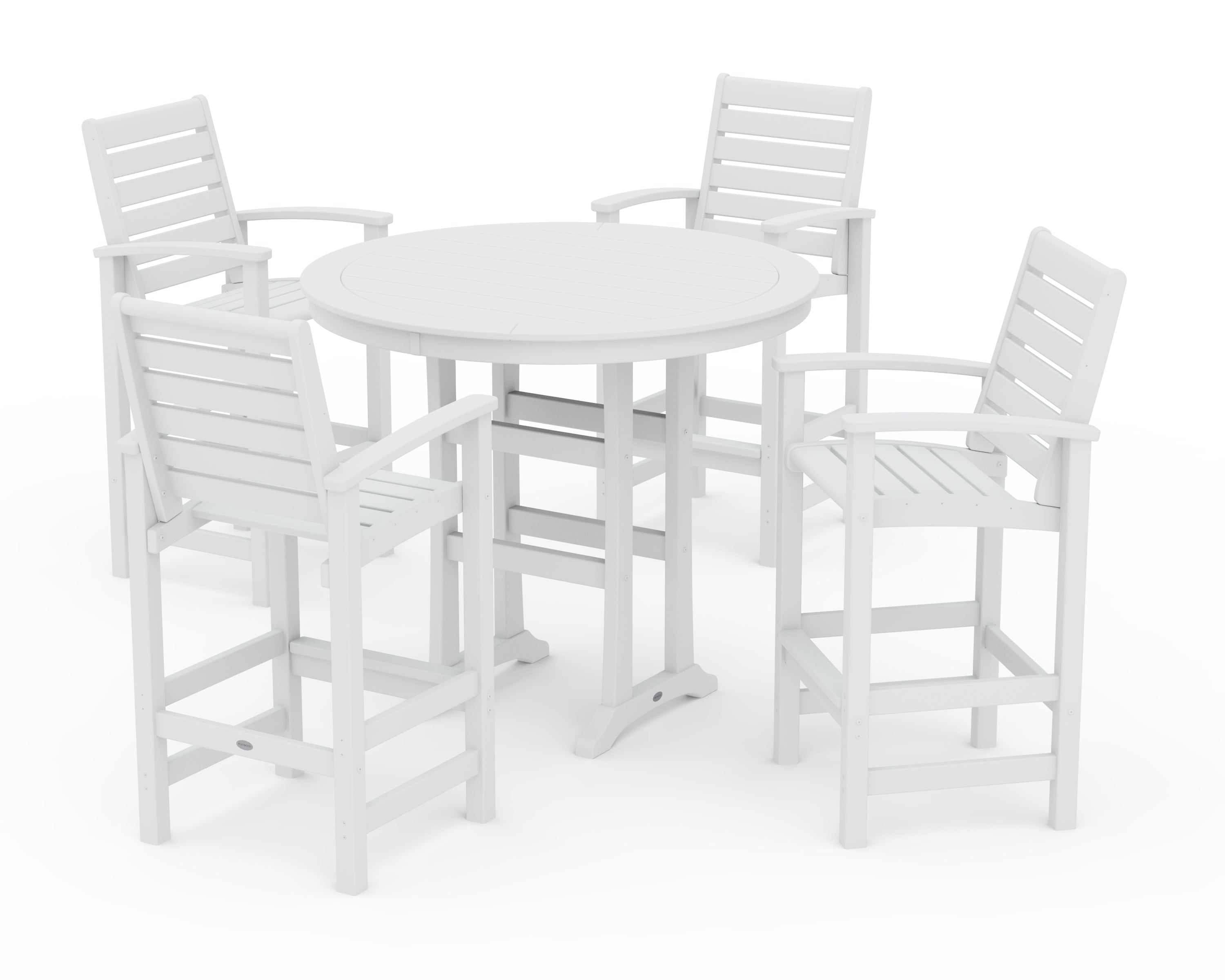 POLYWOOD® 5 Piece Signature Bar Dining Set in White