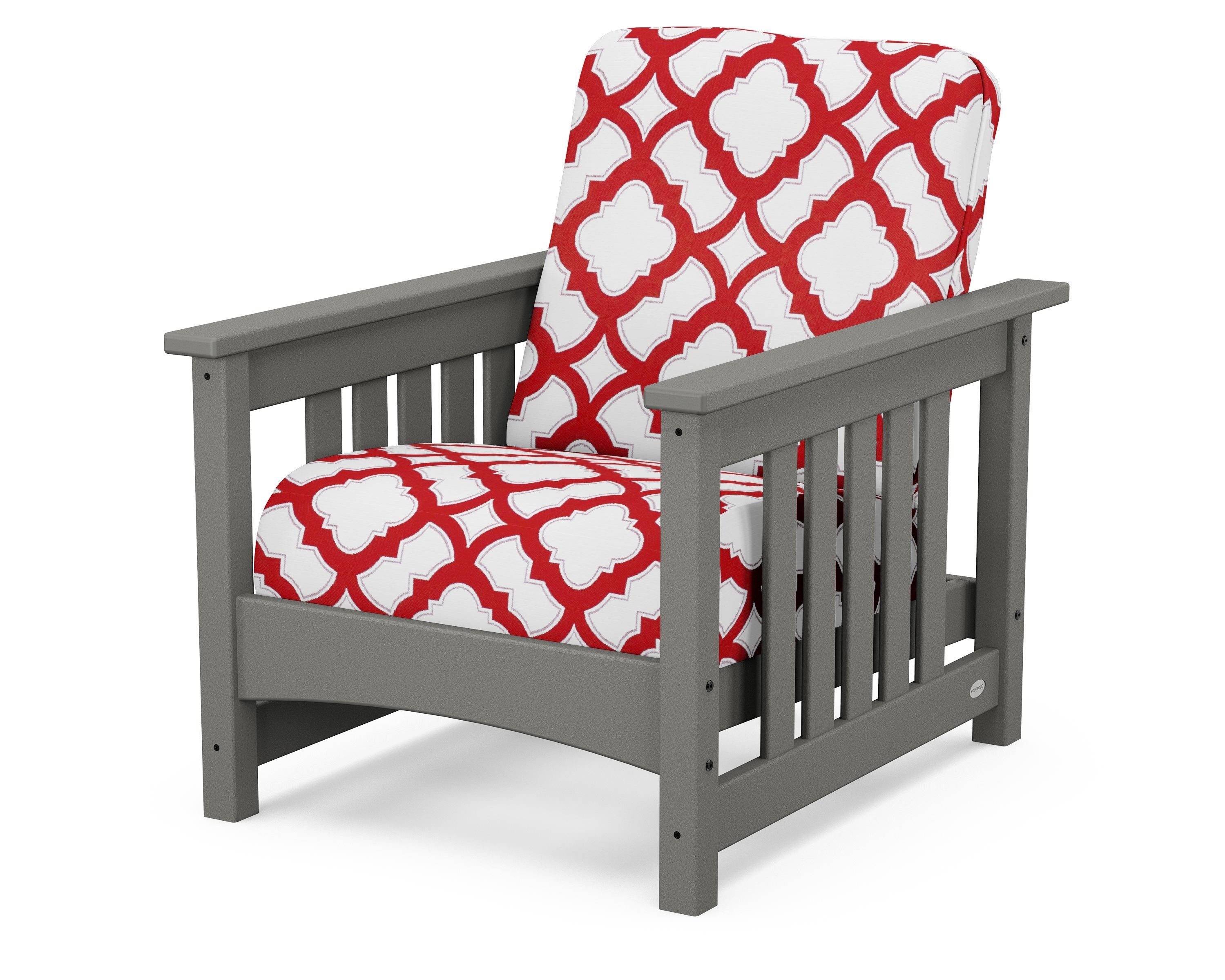 POLYWOOD® Club Mission Chair in Slate Grey / Trellis Crimson