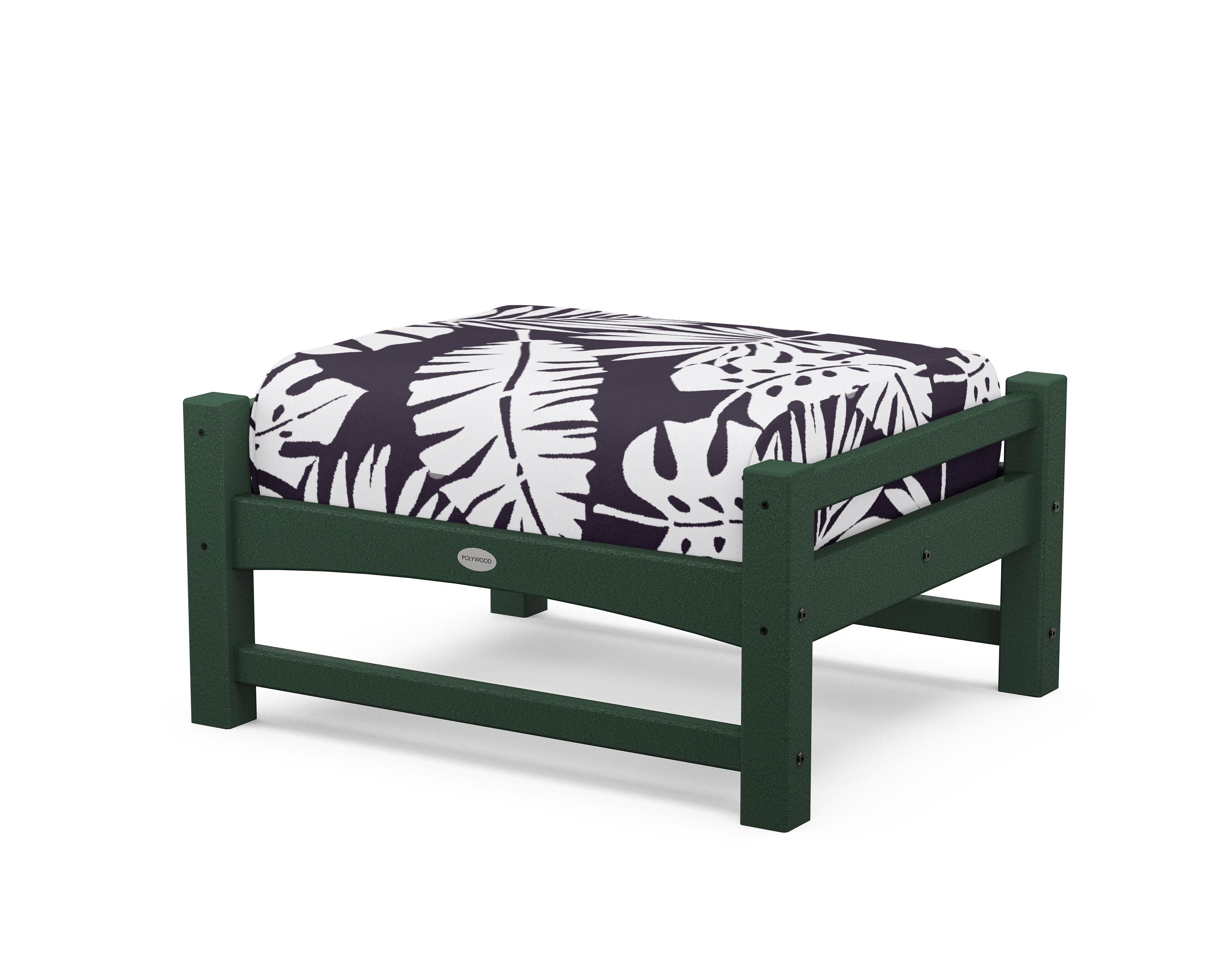 POLYWOOD® Club Ottoman in Green / Leaf Navy