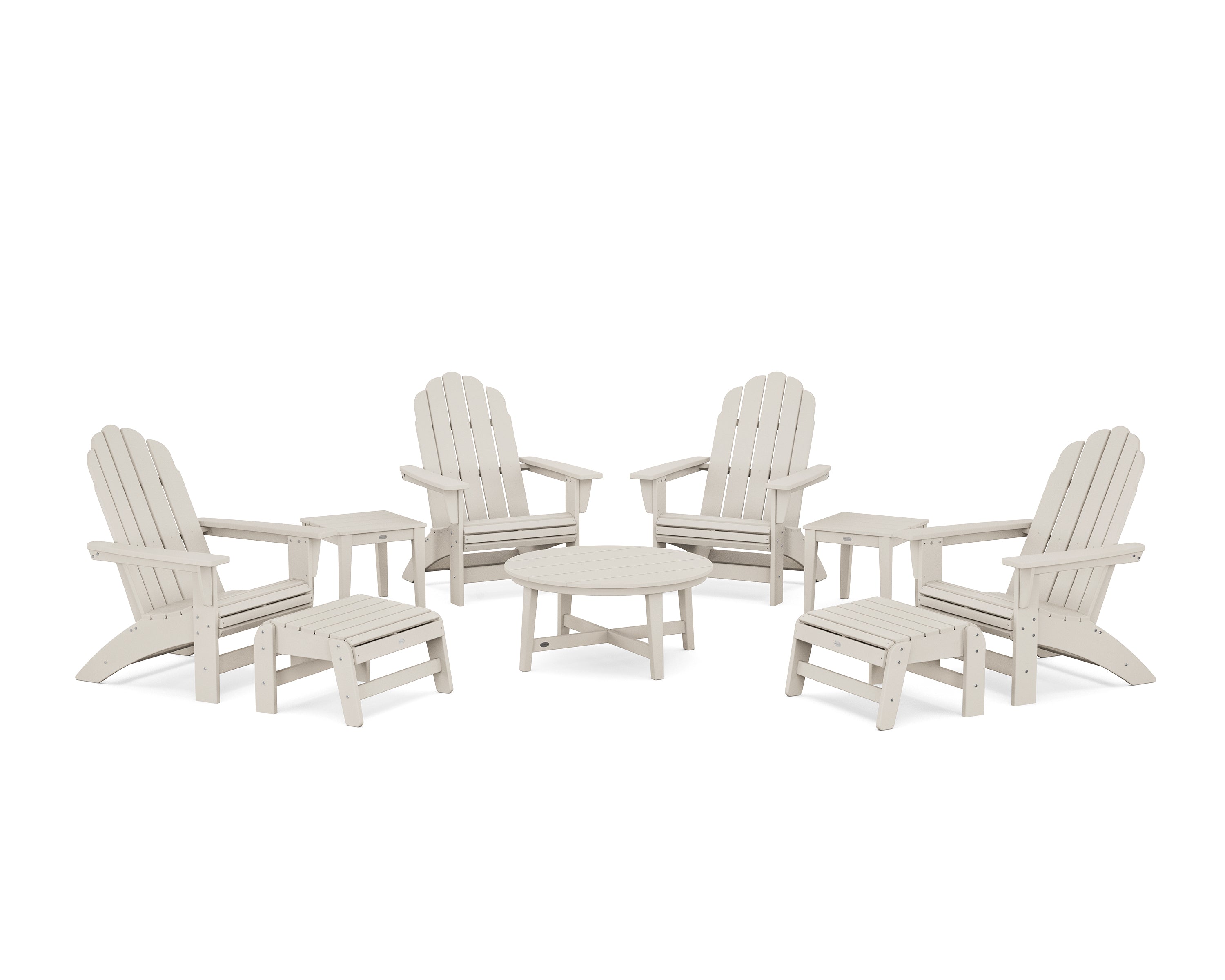 POLYWOOD® Vineyard Grand Adirondack 9-Piece Conversation Set in Sand