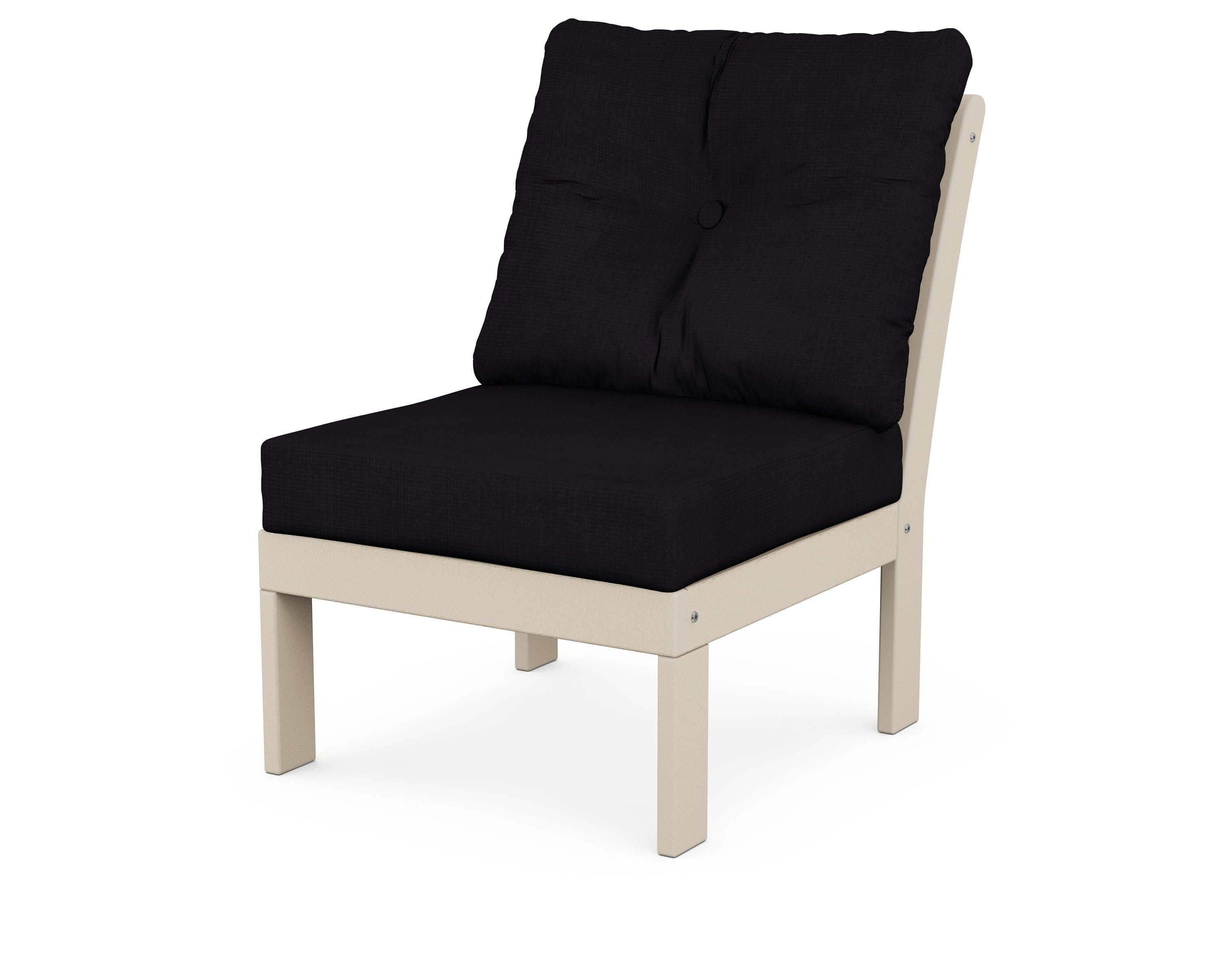 POLYWOOD® Vineyard Modular Armless Chair in Sand / Midnight Linen