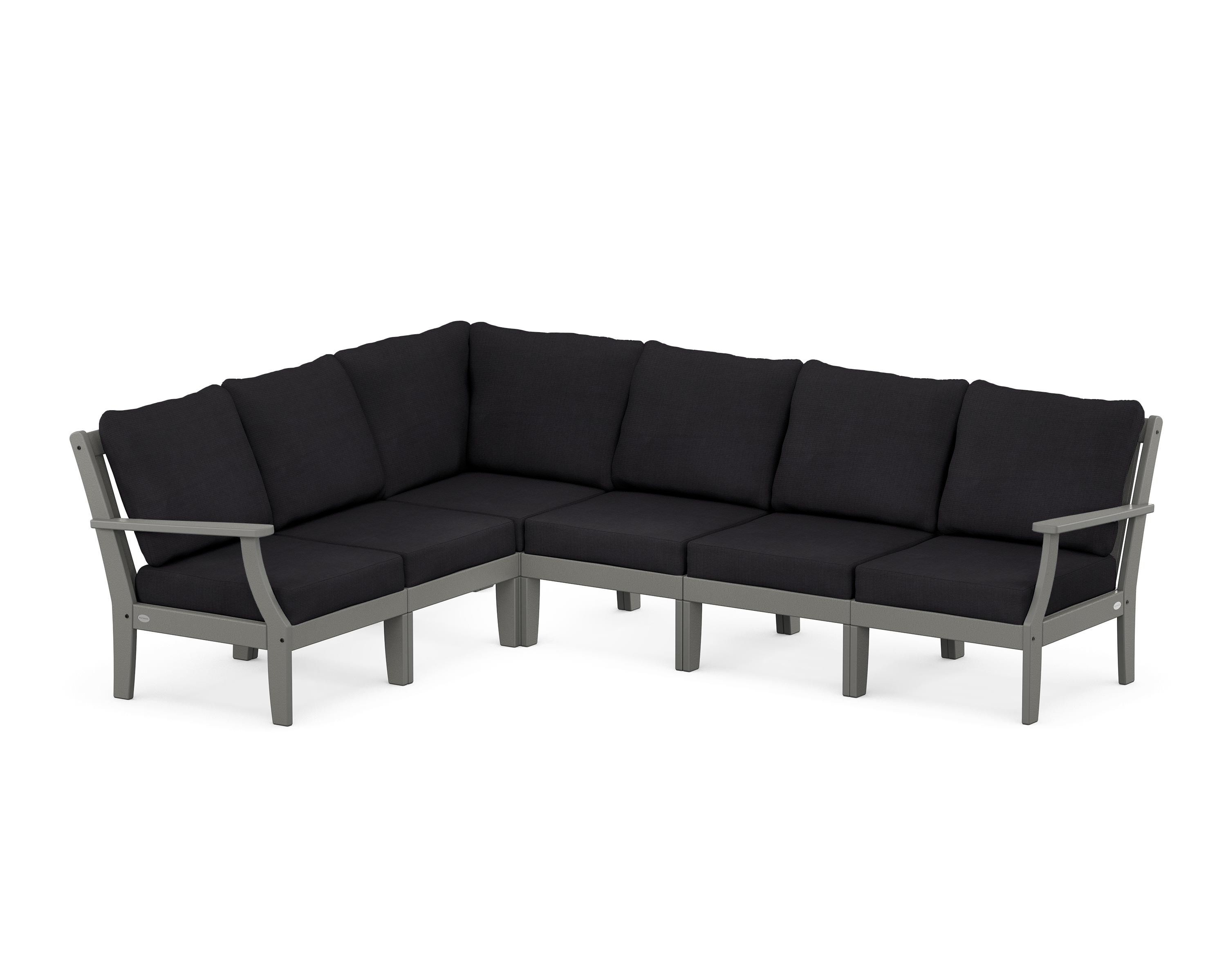 POLYWOOD® Braxton Modular 6-Piece Deep Seating Set in Slate Grey / Midnight Linen