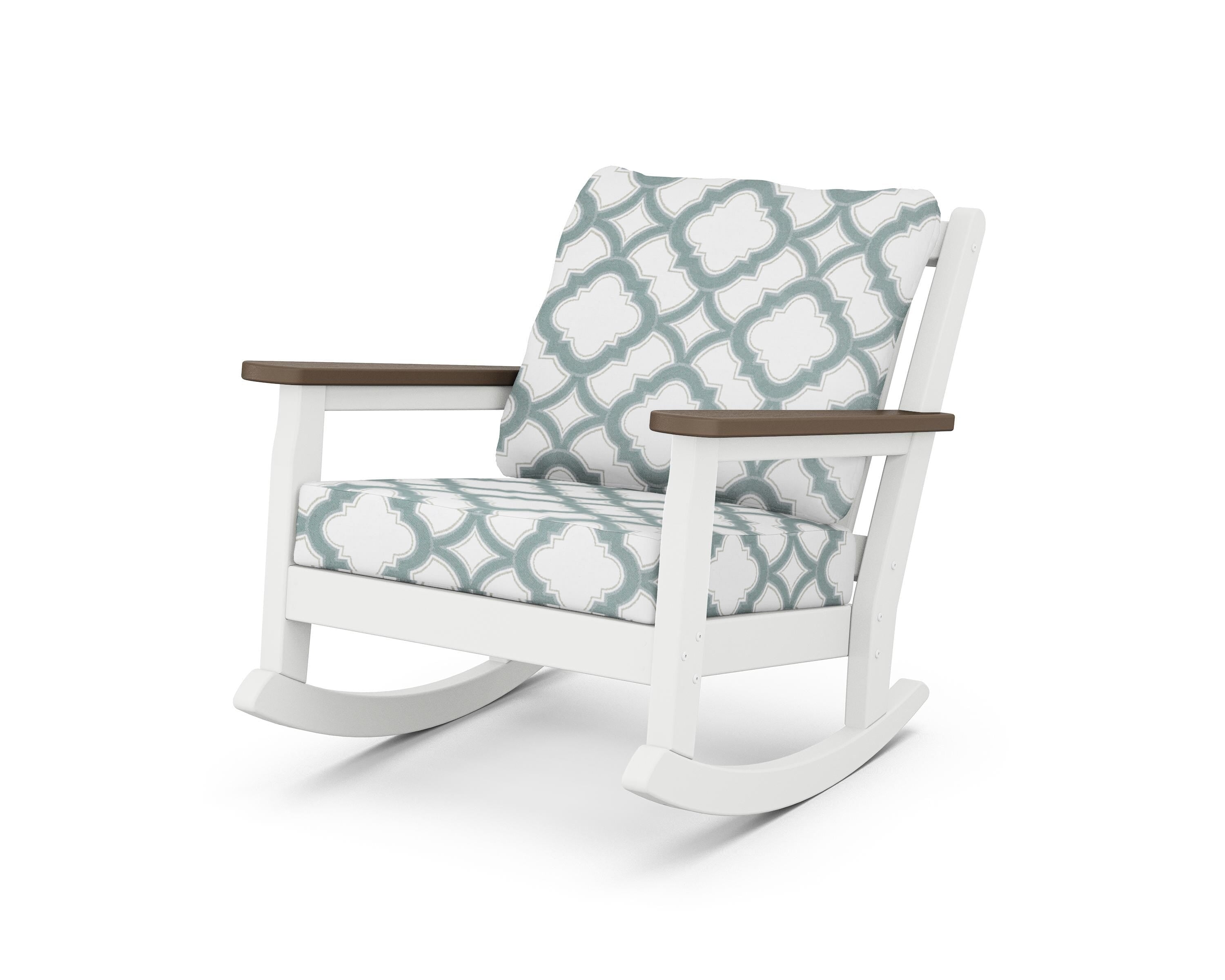POLYWOOD® Chippendale Deep Seating Rocking Chair in White / Kona / Trellis Glacier Spa